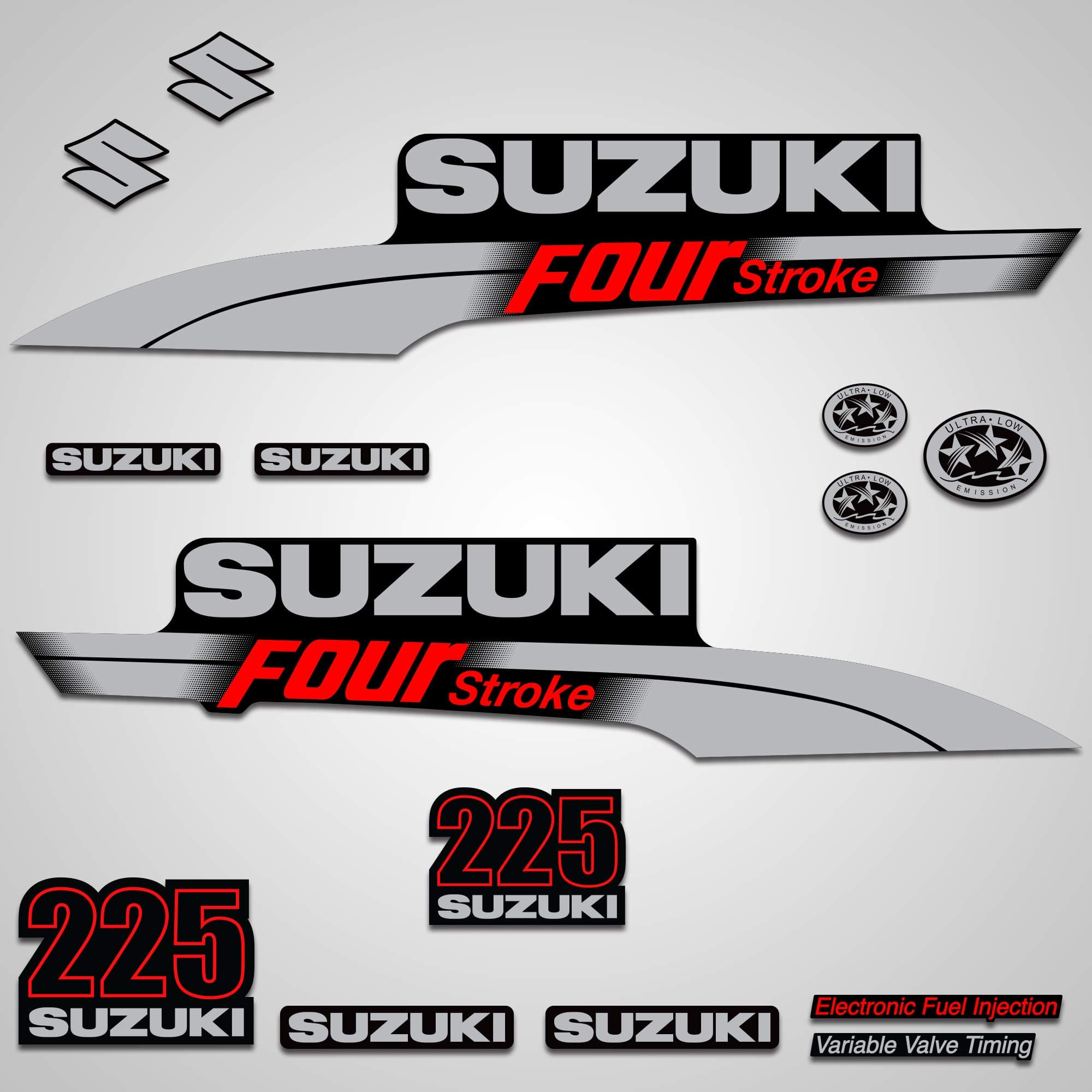 Wholesale Decals Outboard Engine Graphics kit Sticker Decal Compatible with Suzuki 225 - Red