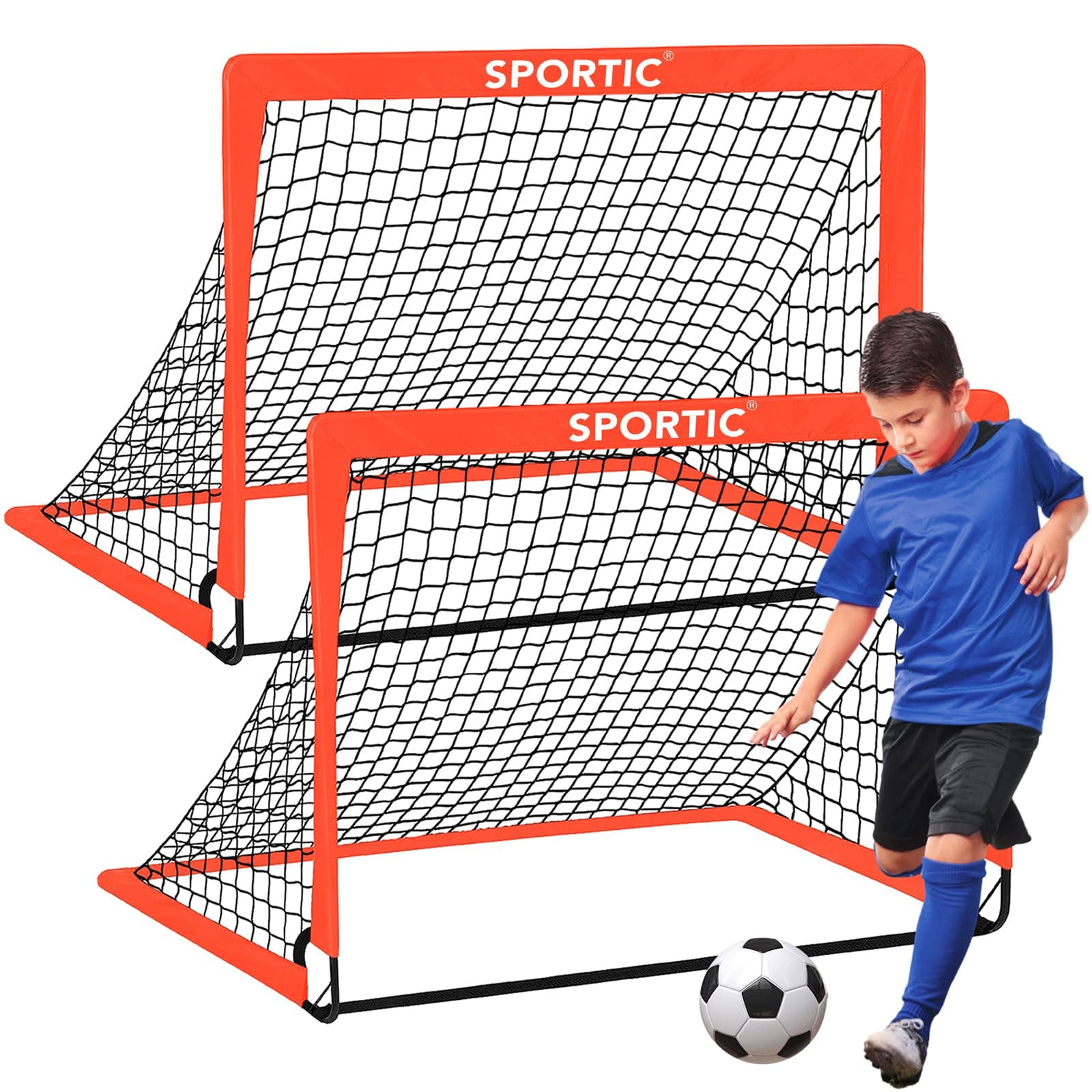 2 Pack 4' x 3' Soccer Goal Net Set, Pop Up Kids Practice Soccer Goals for Indoor and Outdoor.Portable Soccer Net with Carrying Bag & Ground Pegs, Perfect for Backyard, Field, Court