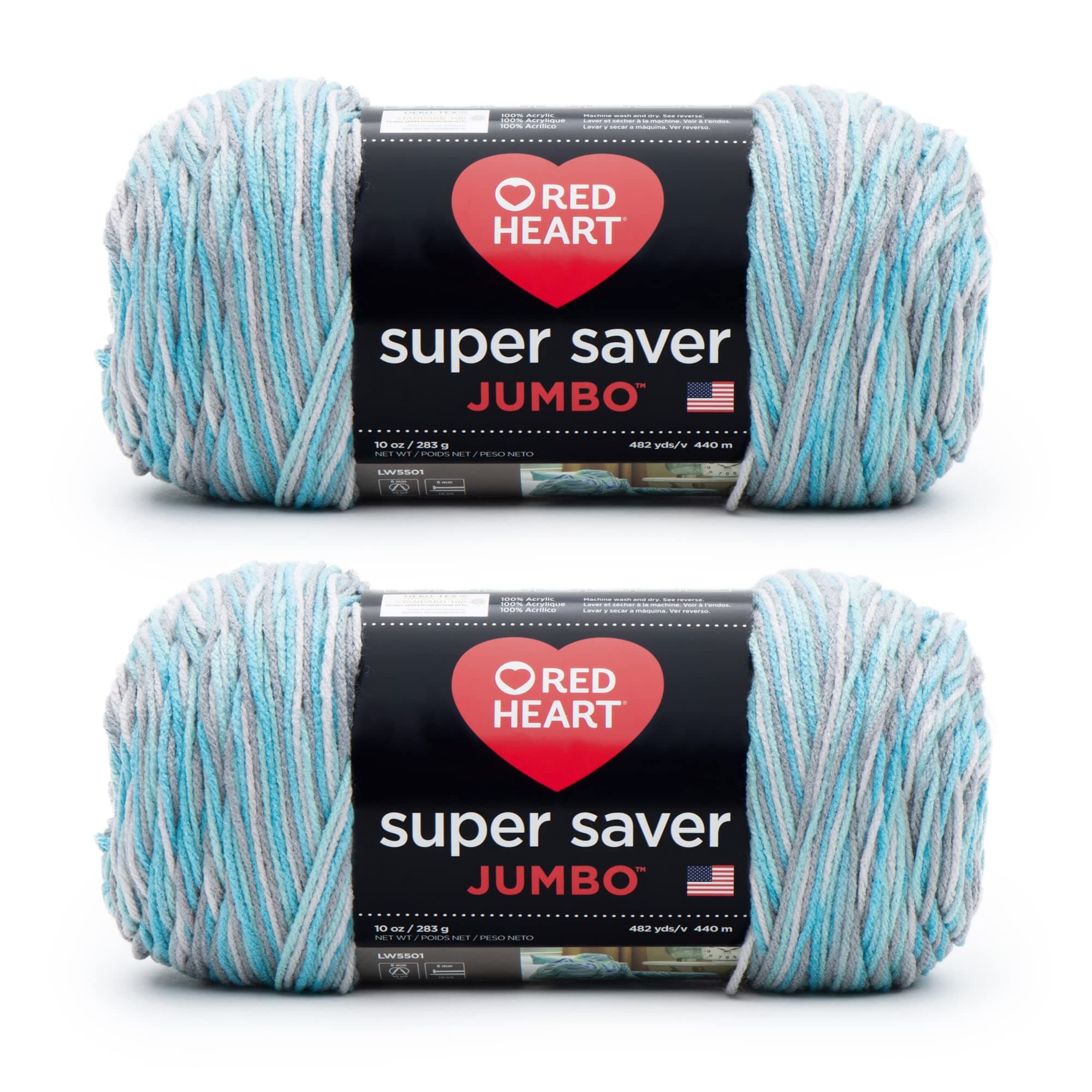 Super Saver Jumbo Icelandic Yarn - 2 Pack of 283g/10oz - Acrylic - 4 Medium (Worsted) - 482 Yards - Knitting/Crochet