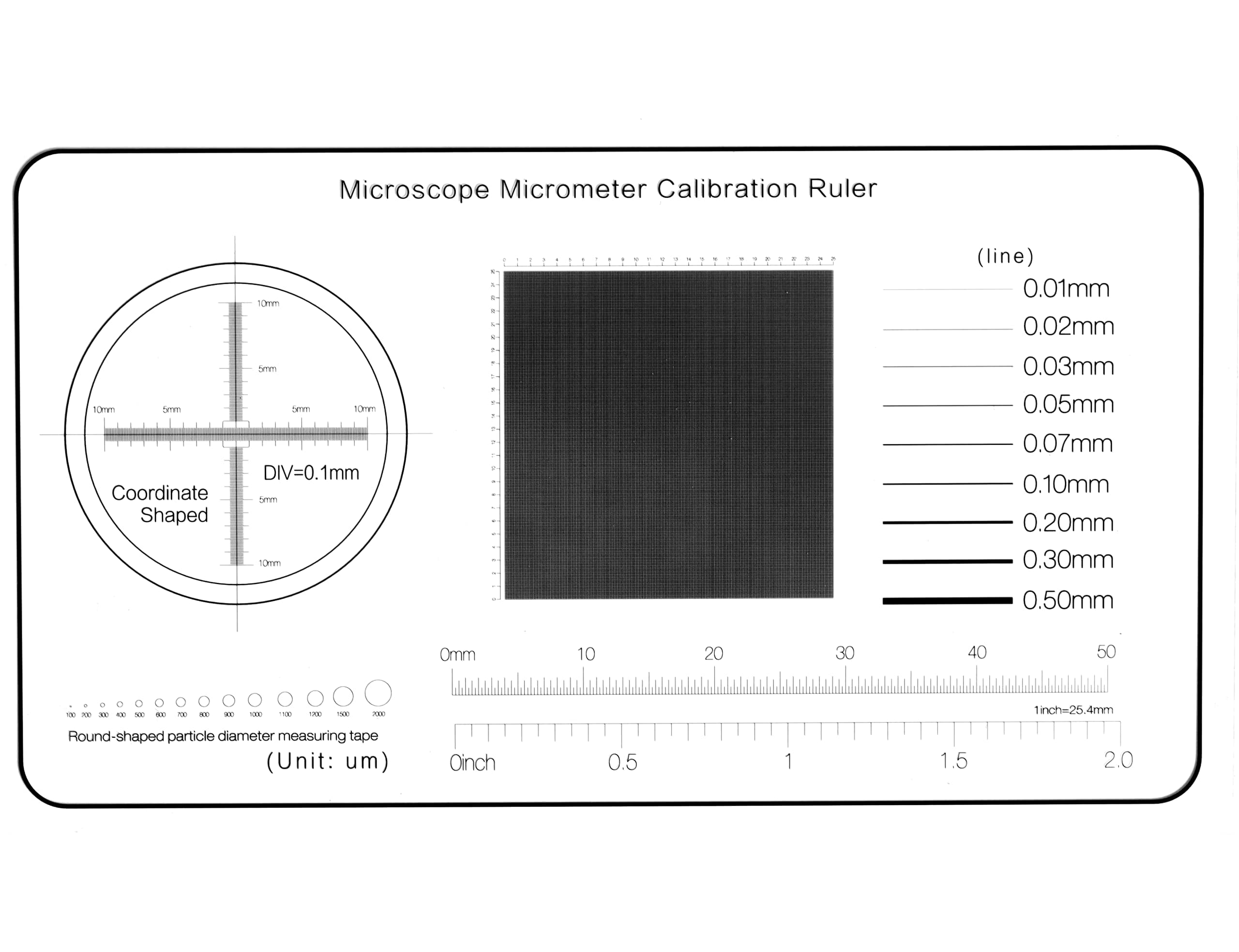 Microscope Calibration Ruler Slide, Micrometer, Reticle, 90mm Length, Silver Metal, Precision Plastic Molding