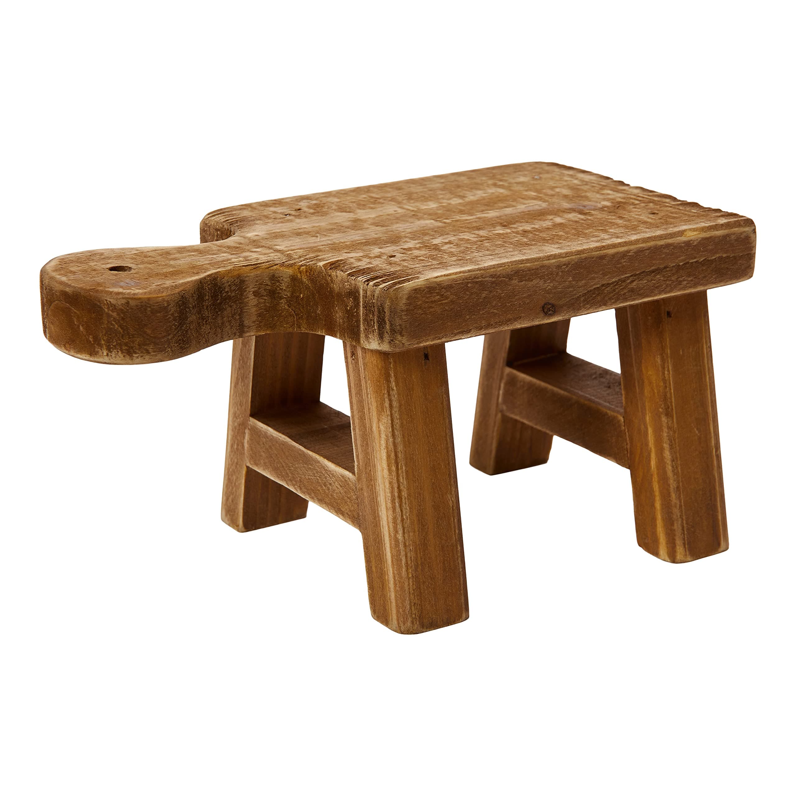 Creative Co-Op Brown Small Rectangle Wood Pedestal With Handle, DA6897