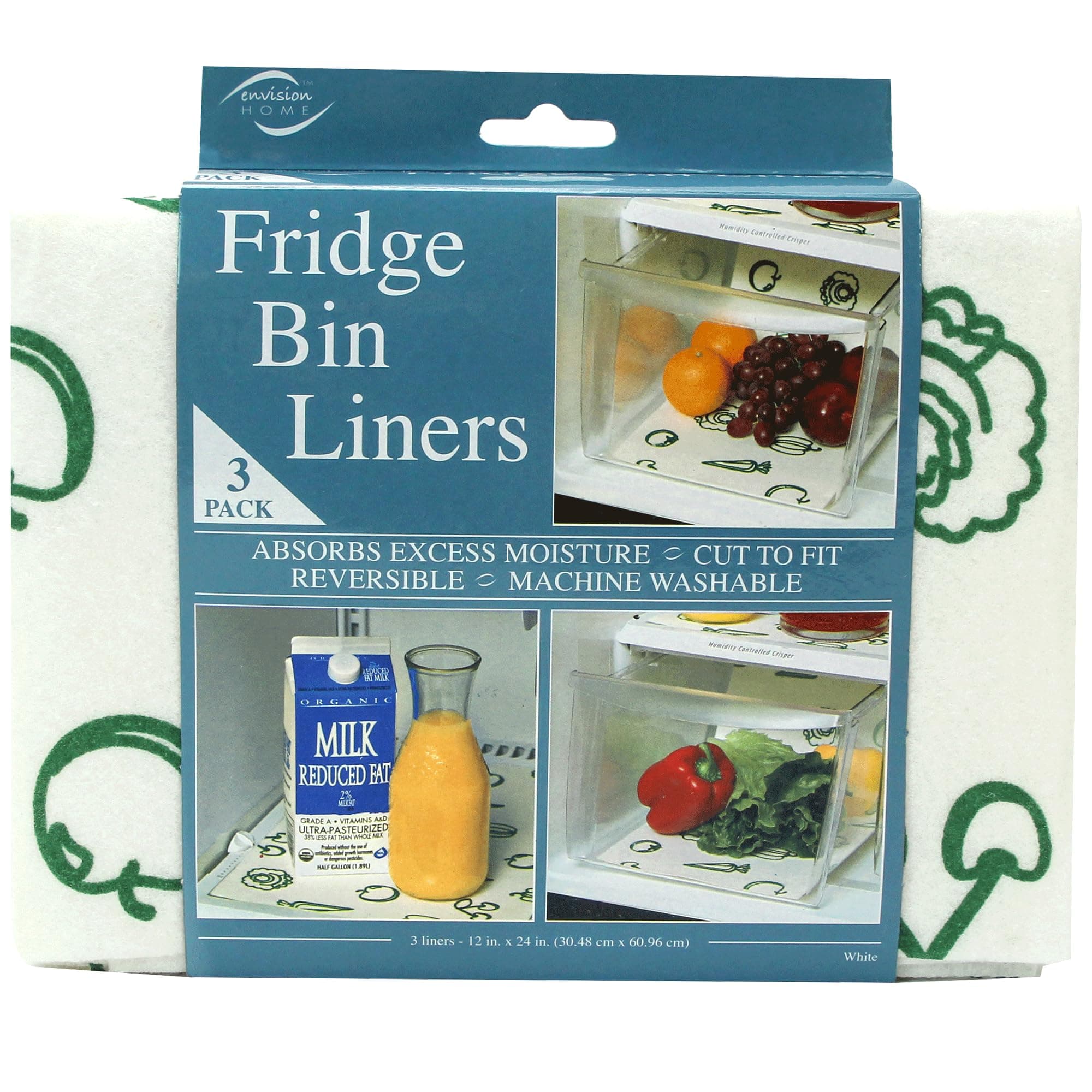 3 Pack Bin Liners, Polyethylene Terephthalate (PET), Veggie, 24" W x 24" L