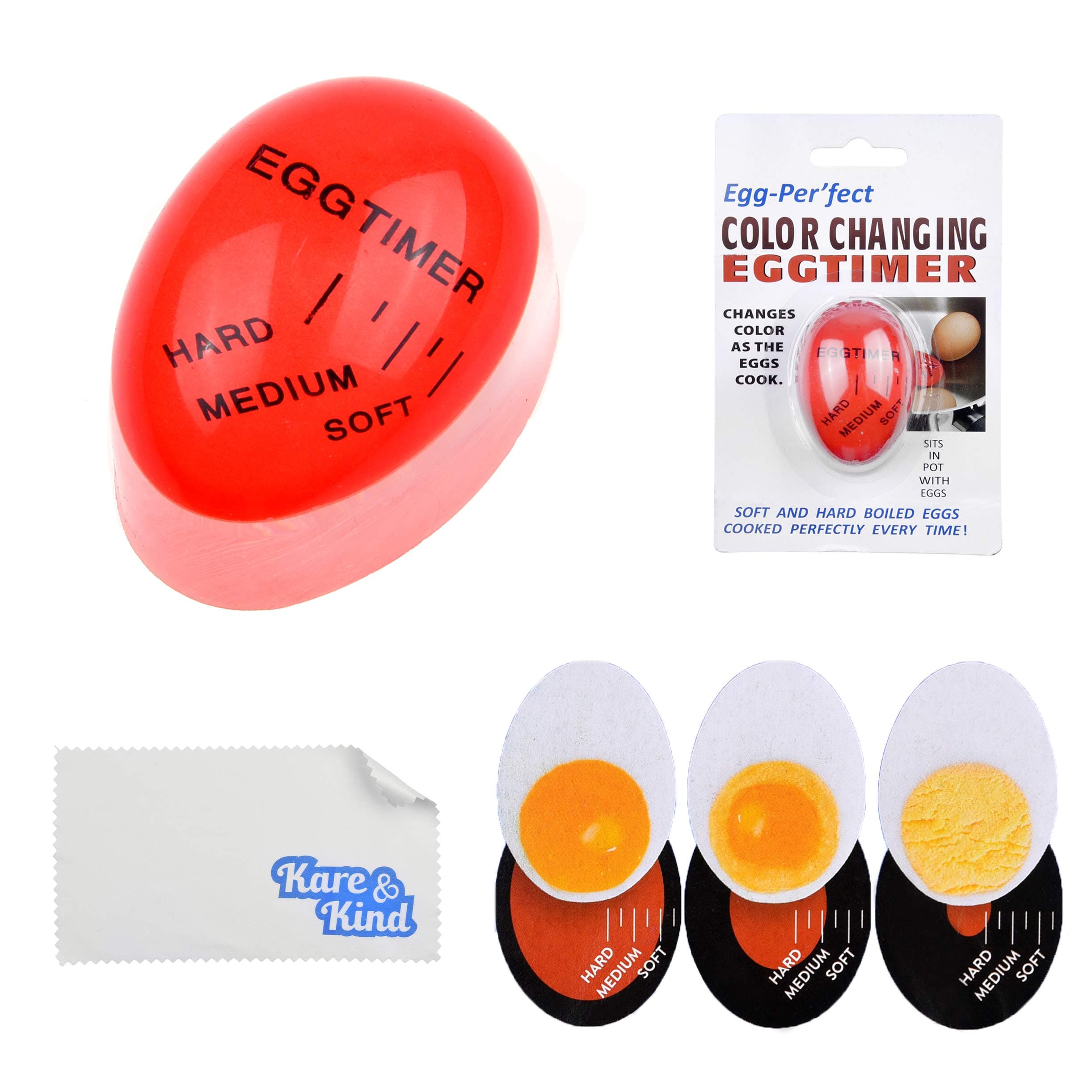 Egg Timer 2X Pack - Color Changing Indicator - Soft, Medium and Hard Boiled Eggs - Heat Sensitive - Safe Durable Kitchen Aid - Gift and Home Use