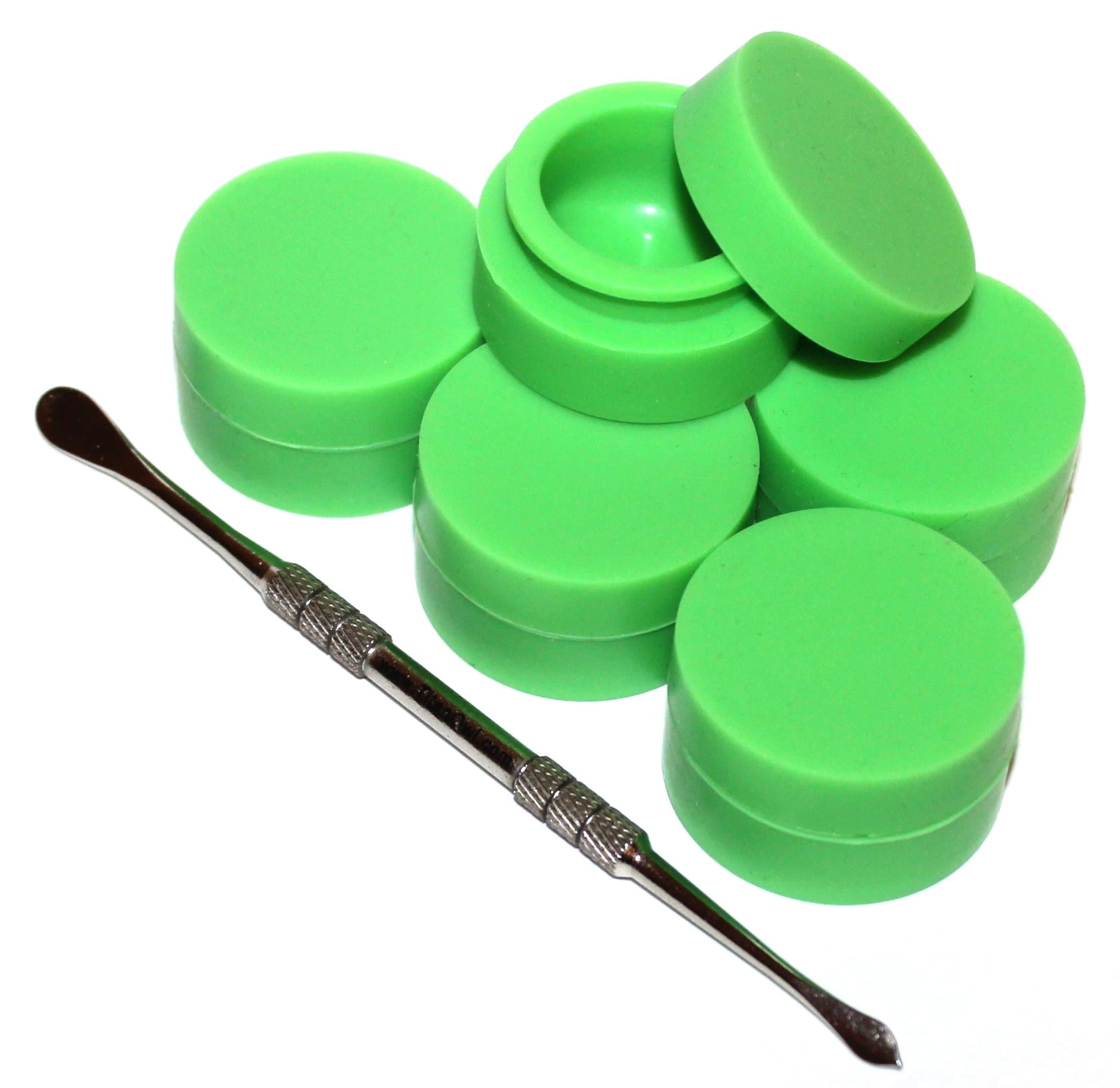 TitanOwl 5 x Non-stick Storage Silicone Container carving tool, Jar Matte outside & Shiny round inside food grade non stick Heat resistant - 5 pack (Green)
