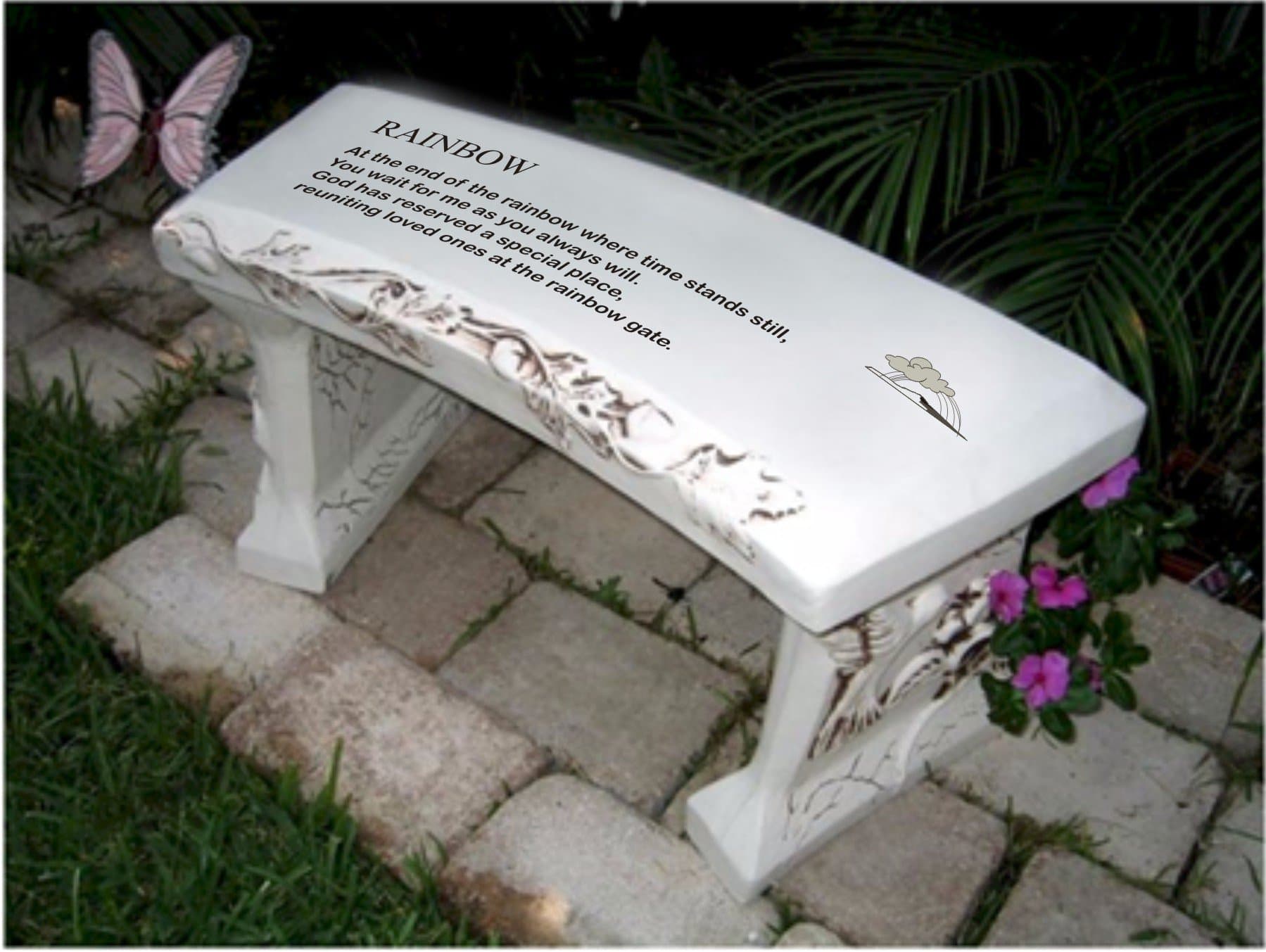 Southwest Graphix Hand Crafted 'Rainbow Bridge' Cast Stone Garden Bench Personalization Available