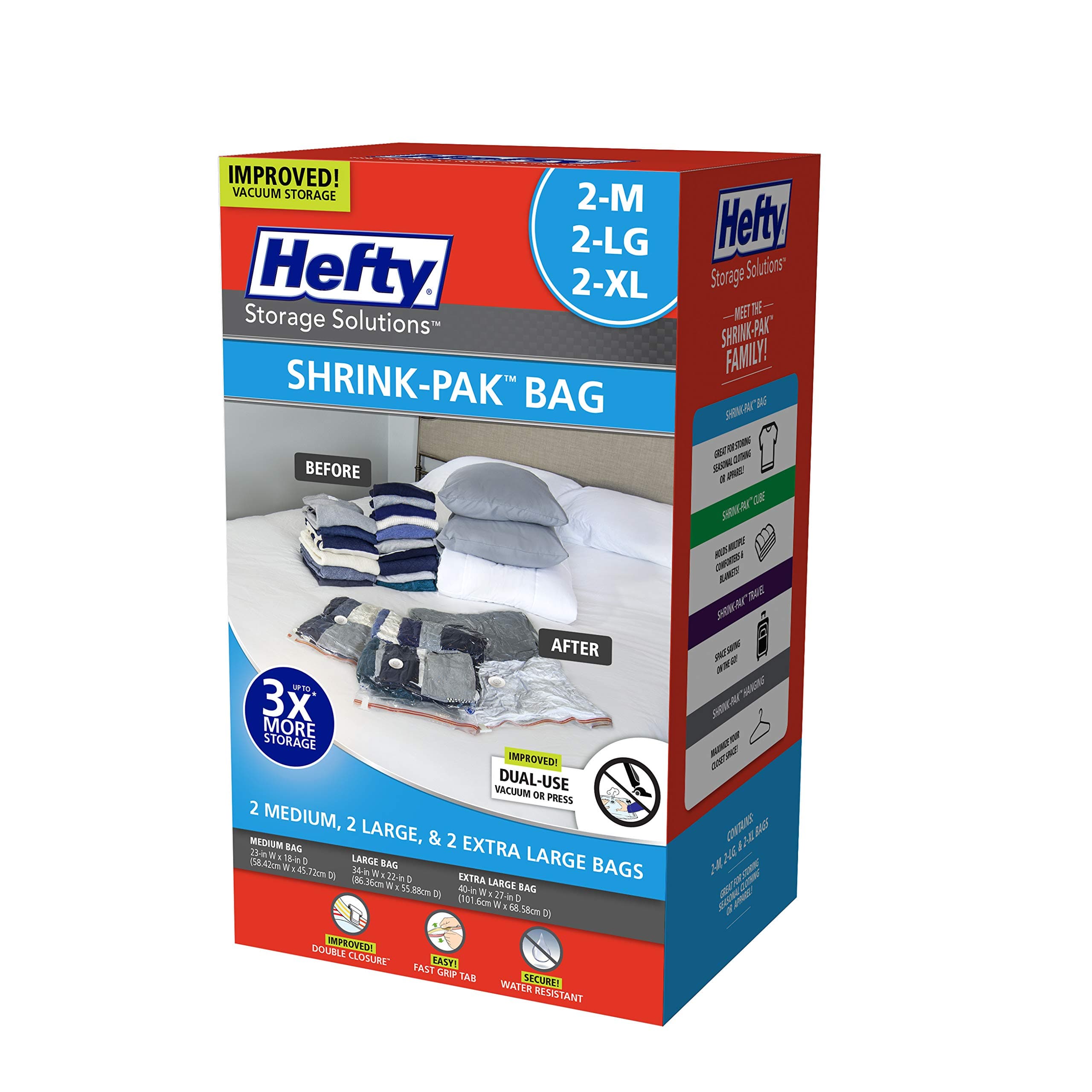 Hefty Shrink Pak - 2 Medium, 2 Large & 2 Extra Large Bags