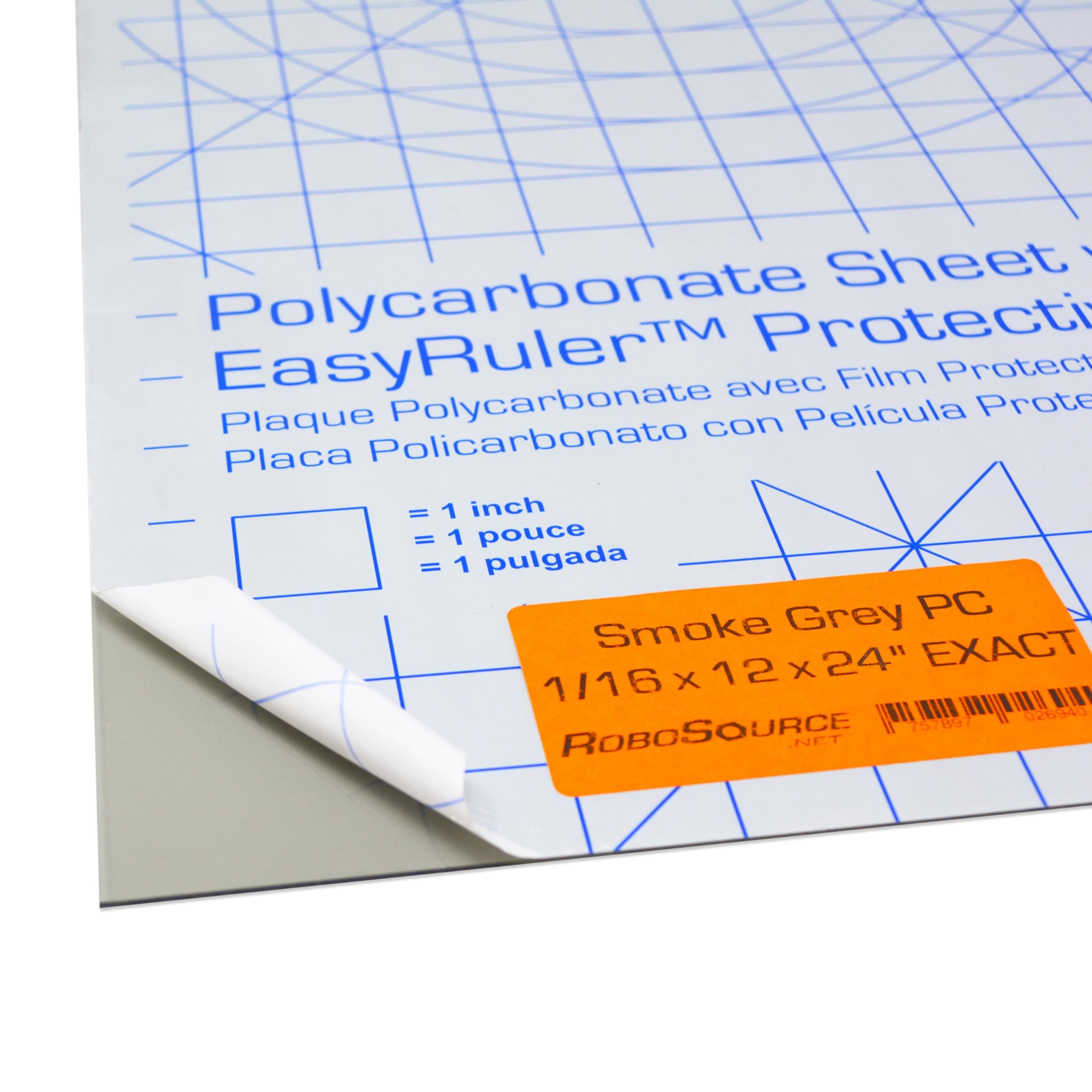 Smoke Grey Polycarbonate Clear Plastic Sheet 12" X 24" X 0.0625" (1/16") Exact, Shatter Resistant, Easier to Cut, Bend, Mold Than Plexiglass. Hobby, DIY, Industrial, Craft. Translucent Gray Tinted PC