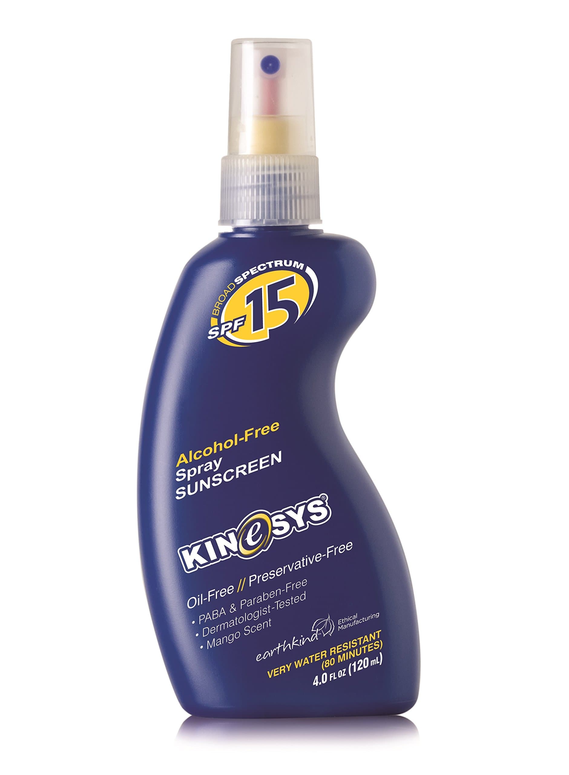 KINeSYS SPF 15 Performance Sunscreen Spray Alcohol-Free, Mango Scent, 4 Ounce
