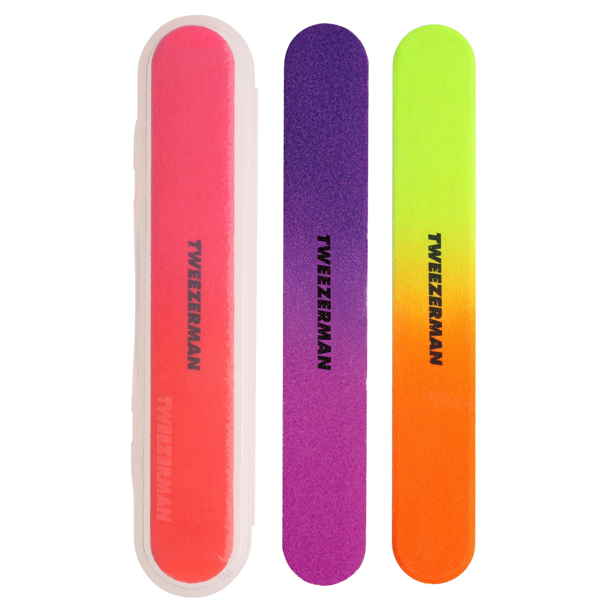 Neon Nail Files Set, Filemates 3 Pack Neon with Case, 100/80 Grits for Acrylic and Natural Nails, (Pack of 3)