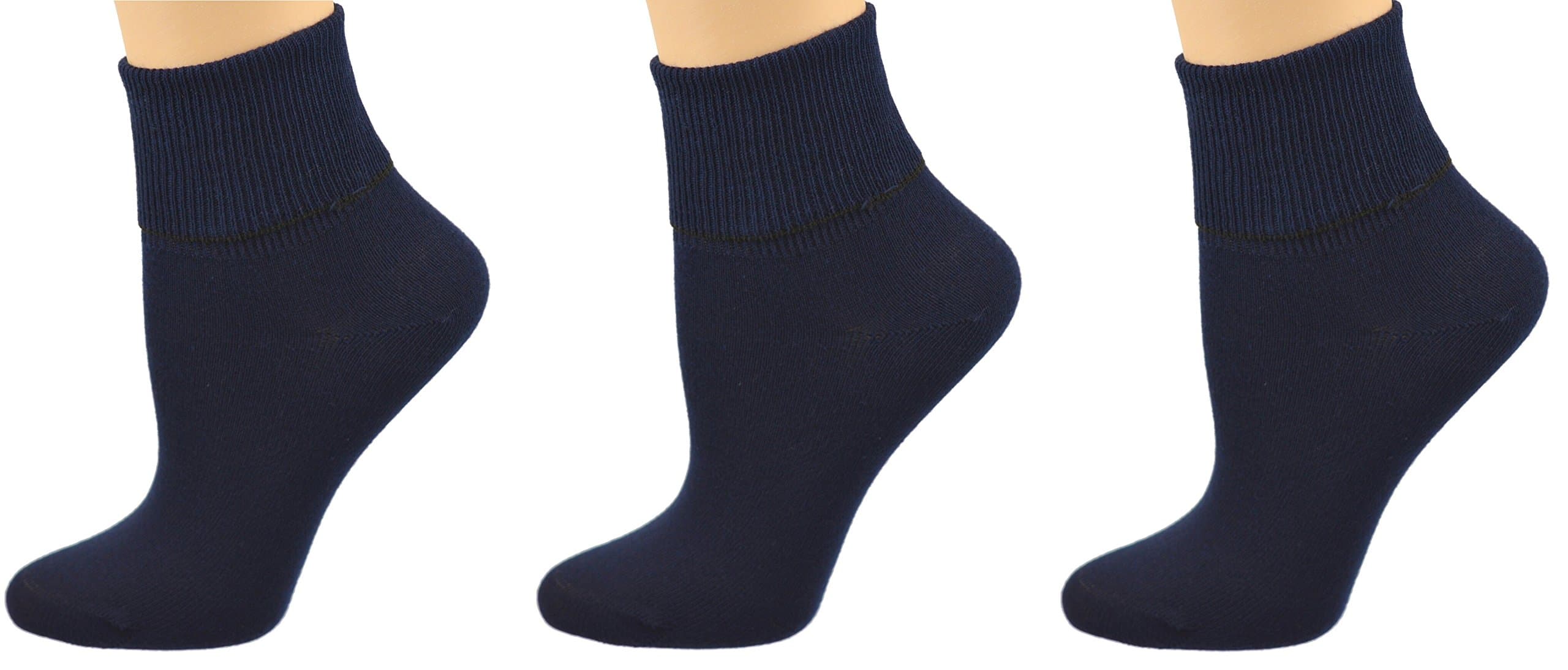 Seamless Ribbed Combed Cotton Turn Cuff, Loose-Fitting Diabetic Socks for Sensitive Feet, Lightweight, Thin Socks