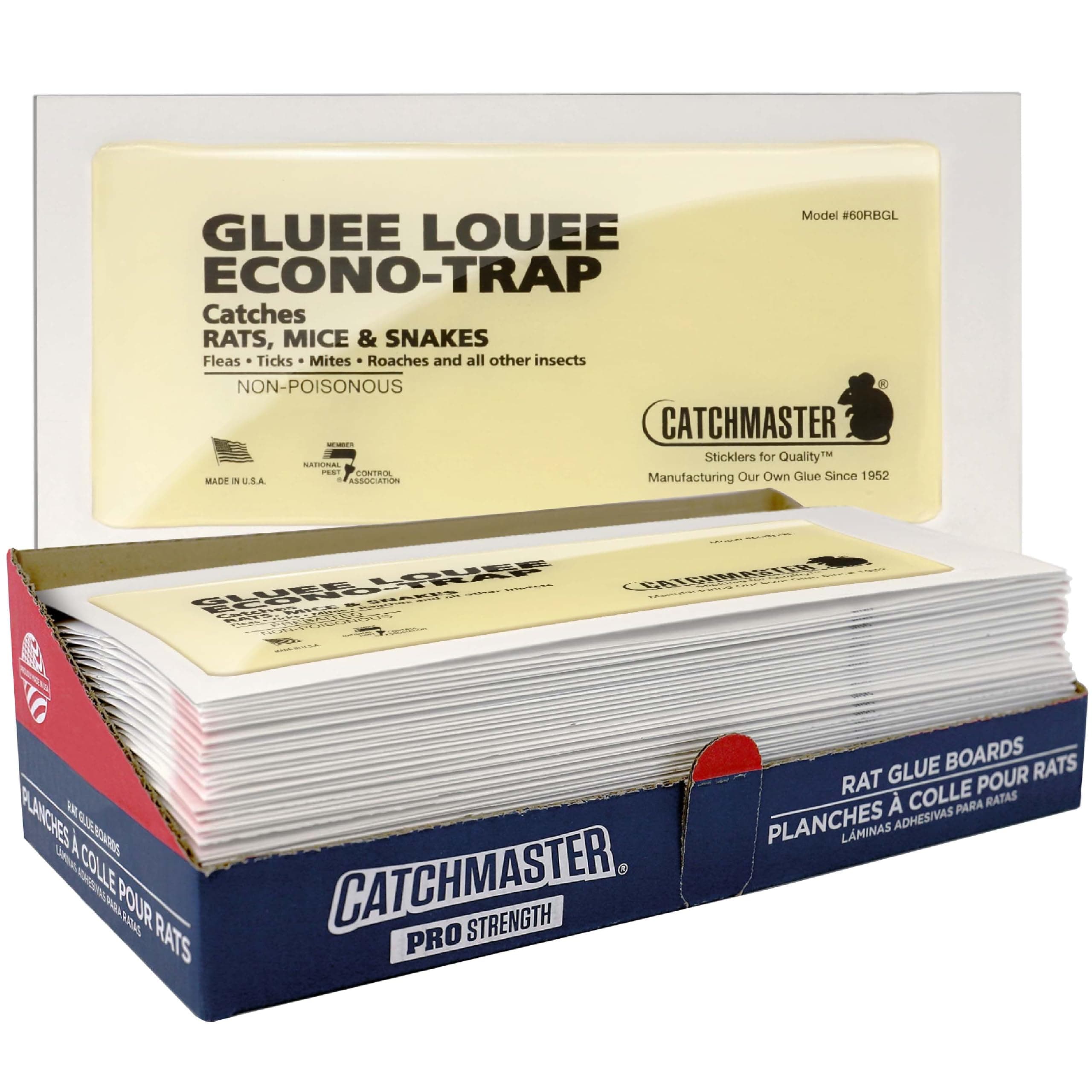 Catchmaster Gluee Louee Rat Extra Large Traps 30-PK, Heavy Duty Glue Trap, Mouse Traps for Home, Pest Control Adhesive Glue Boards for Inside House, Snake, Mice, & Spider Trap