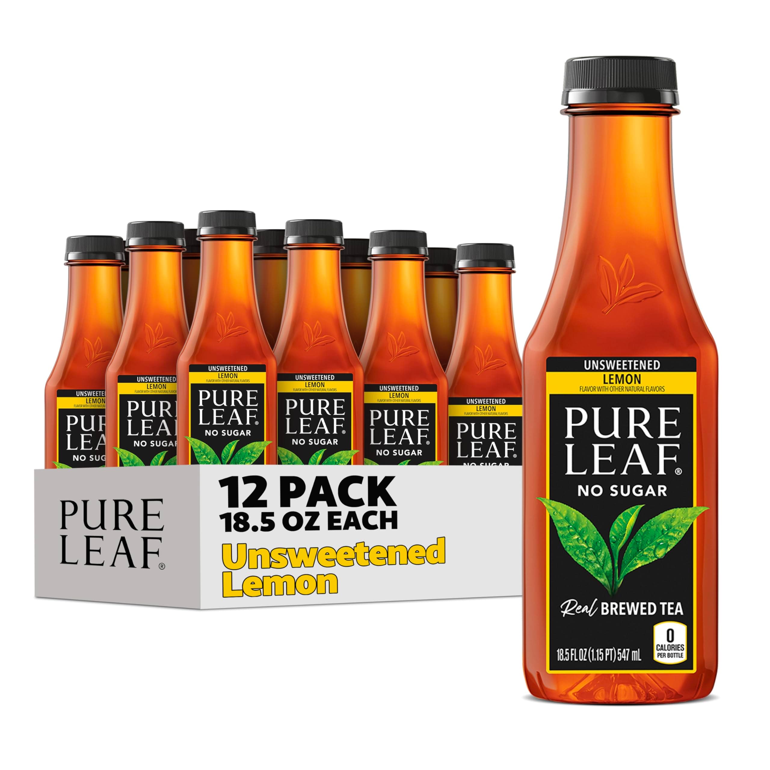 - Iced Tea, Unsweetened Lemon, Real Brewed Tea, Zero Sugar & Zero Calories, 18.5 Fl Oz Bottles (Pack of 12)