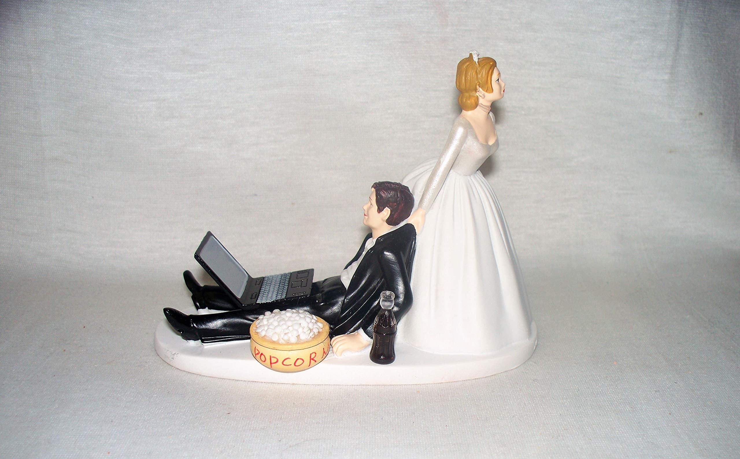 Wedding reception Computer Laptop Cola popcorn nerd Geek Cake Topper