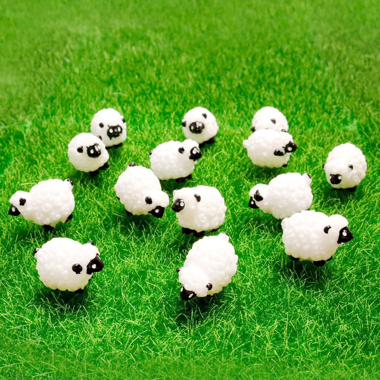 40 Pack Mini Resin Sheep Figures Cute Tiny Sheep Toys Miniature Fairy Garden Aquarium Dollhouse Landscape Decorations Mini Garden Sheep Realistic Sheep Figures for Cake Topper Home Tabletop Decor