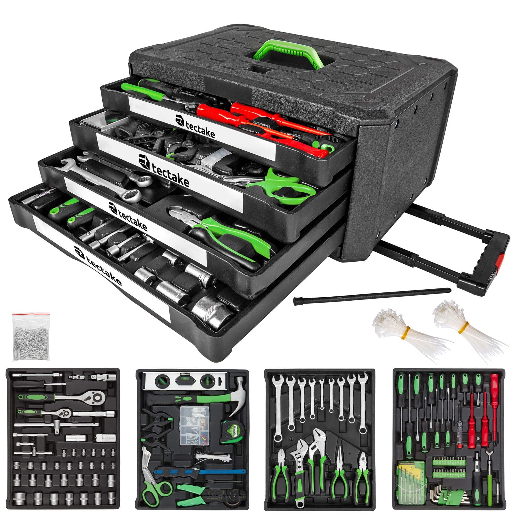 TecTake Tool Set Trolley Tool Box With 4 Drawers, 300 Piece