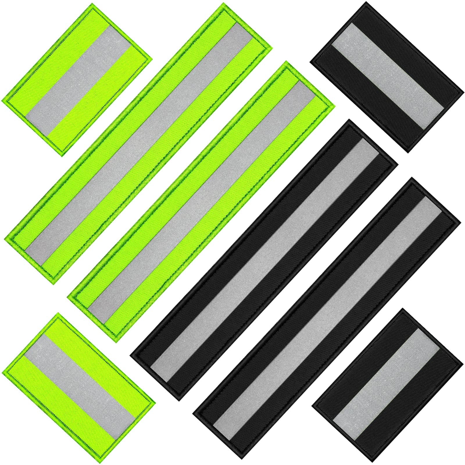 8 Piece Reflective Safety Patch Set with Dual Sizes for Night Workers, Firefighters, Dog Tactical Undershirts, Compatible with Sportswear rain Jackets Police Rescue Gear(Green Black)