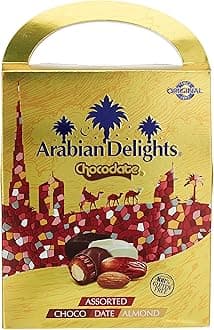 Arabian Delights with Almond - 180gm, Classic Chocolate Coated Bite-Sized Snacks, Stuffed w/Golden Roasted Almonds, Dates | Snacks & Sweets