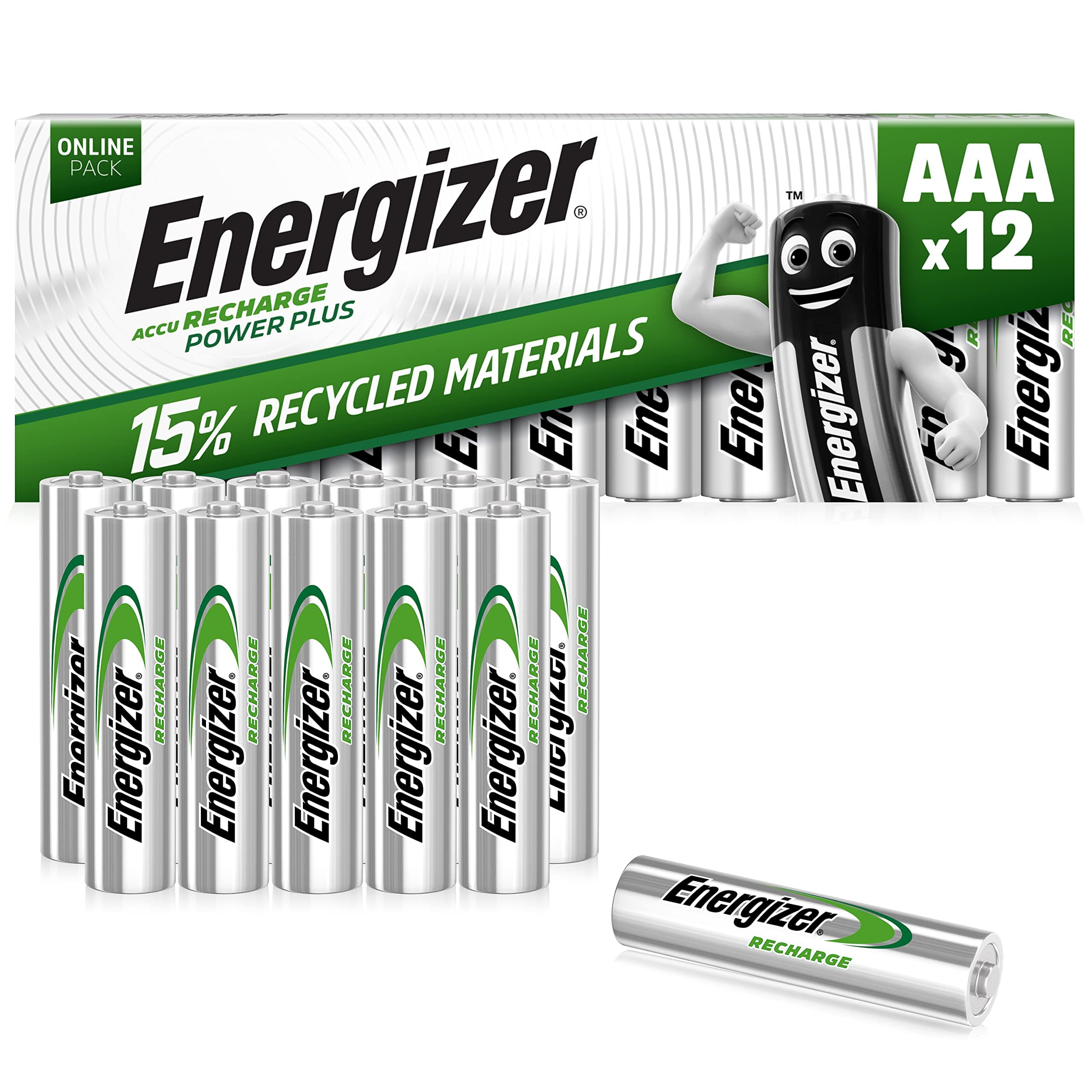 AAA Rechargeable Batteries Pack, Recharge Power Plus, 12 Pack