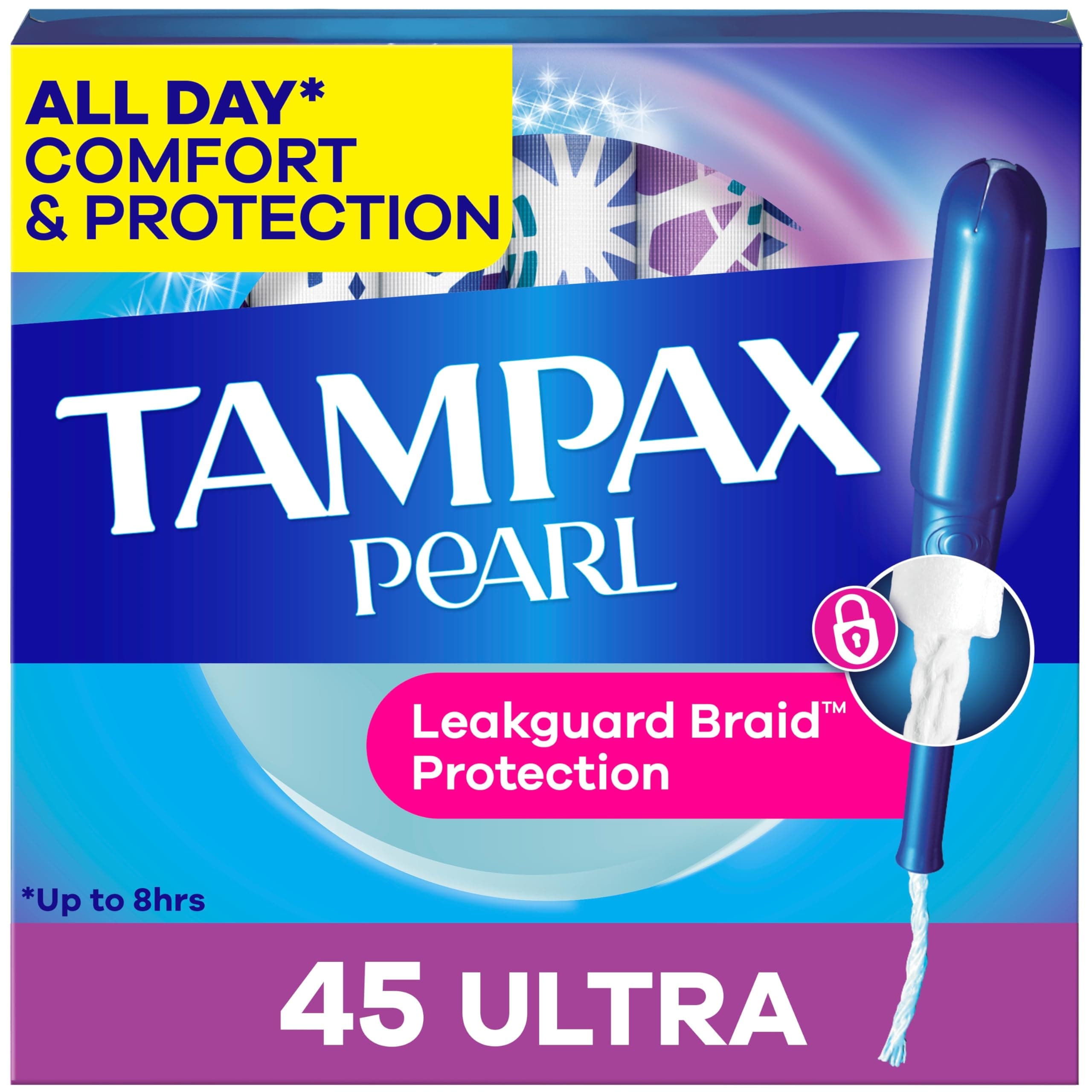 Tampax Pearl Tampons with Plastic Applicator,Ultra 45 Count
