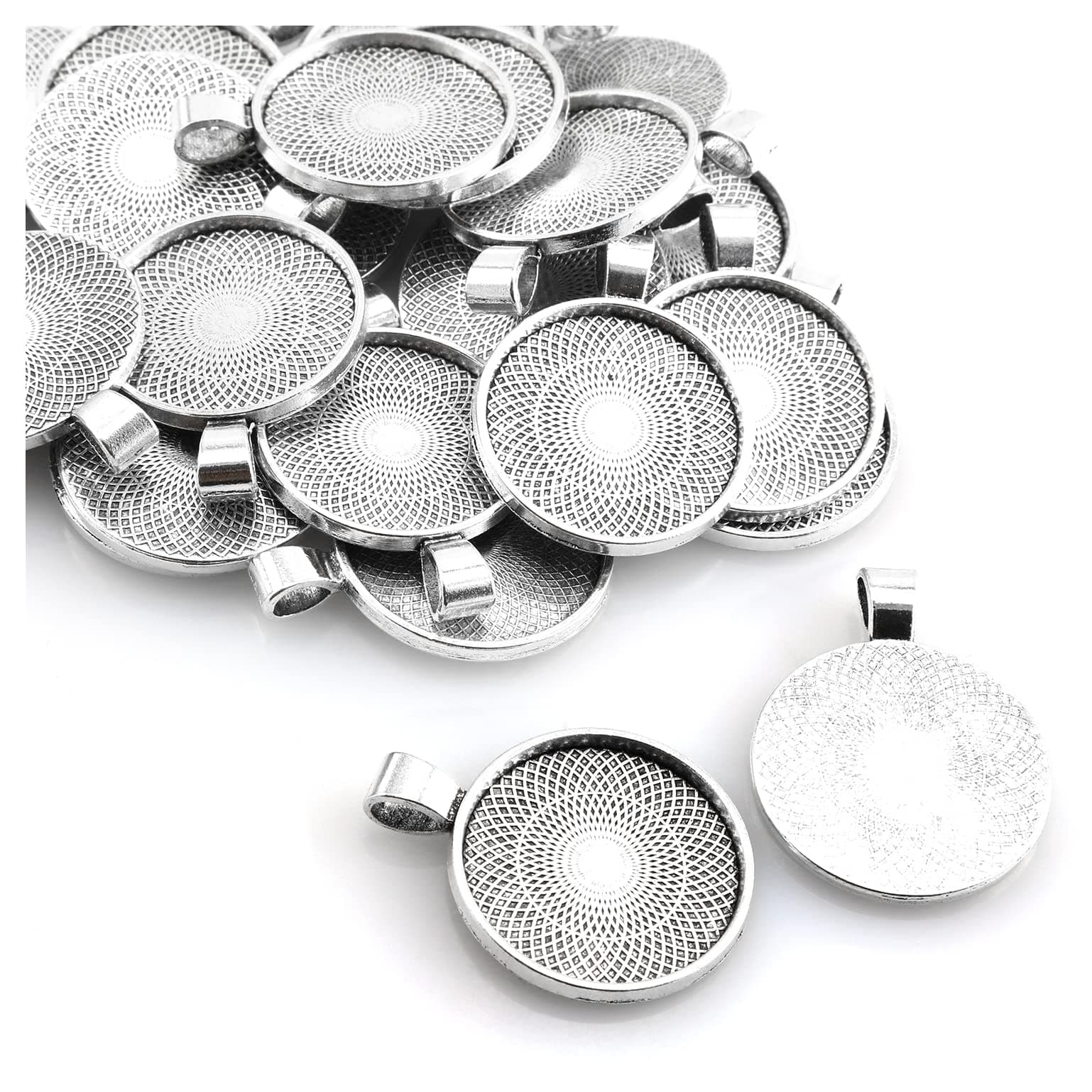 25pcs Round Bezel Pendant Trays Setting Cabochon Blank Base for DIY Crafting Photo Jewelry Findings Making Accessories 25mm