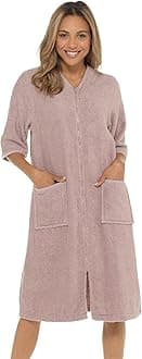Undercover Ladies Terry Towelling 100% Cotton Zip Through Hooded or Non Hooded Dressing Gown Drying Bathrobe