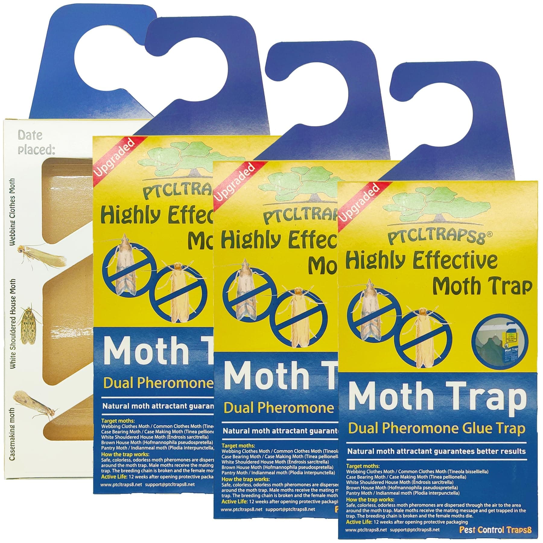 Effective Dual Moth Traps for Clothes and Pantry - Safe and Odor-Free Solution - Premium Pheromone - Pack of 4
