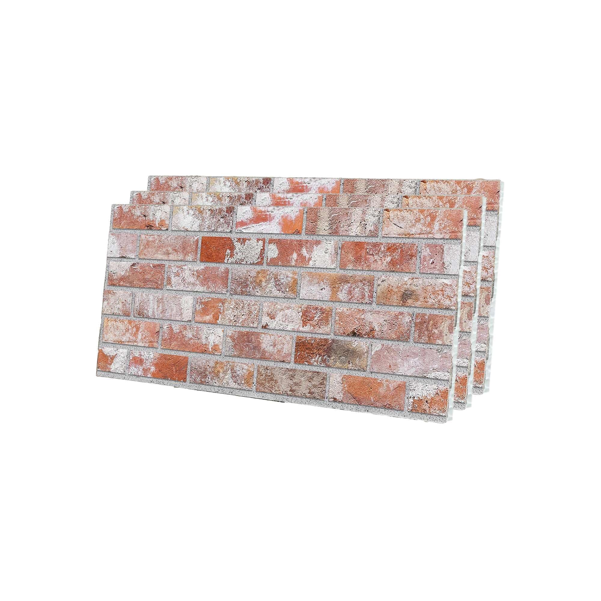 IZODEKOR 3D Wall Panels Brick Effect - Cladding, Stone Look, Styrofoam Facing for Living Room, Kitchen, Bathroom, Balcony, Bedroom and Back of Counter | Stone House (3 Piece Panel) | Covers 16 sq ft