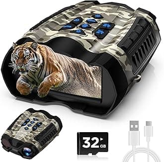 Night Vision Goggles, 4K Binoculars with Camera, 3.5" HD Display and 32GB TF Card,9 Gear Night Vision, 10X Digital Zoom, 4000mAh Battery Nightvision