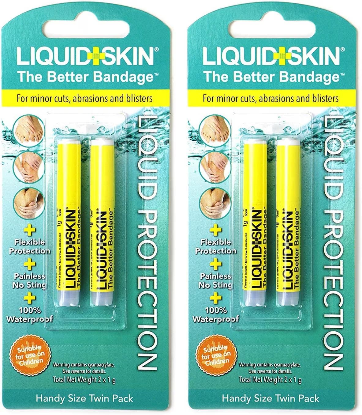 Highly effective liquid plaster, easy to apply 'no sting' formula. Two Blister Packs (4 x 1g pipette)