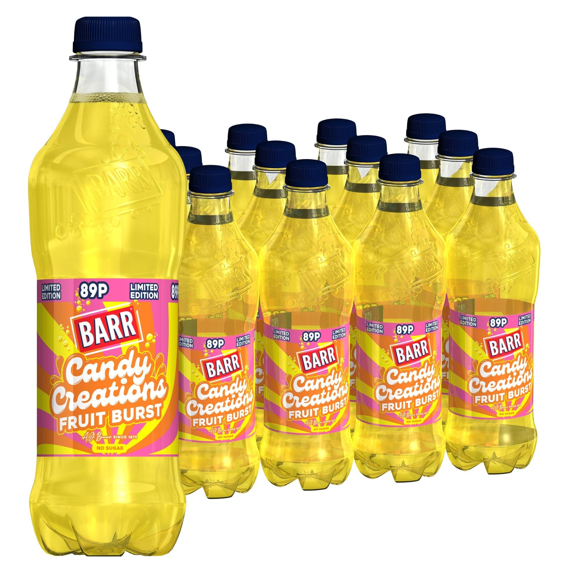 BARR since 1875, 12 Pack Limited Edition Fruit Burst Flavoured Fizzy Drink "Fizzingly Fun" - 12 x 500ml Bottles