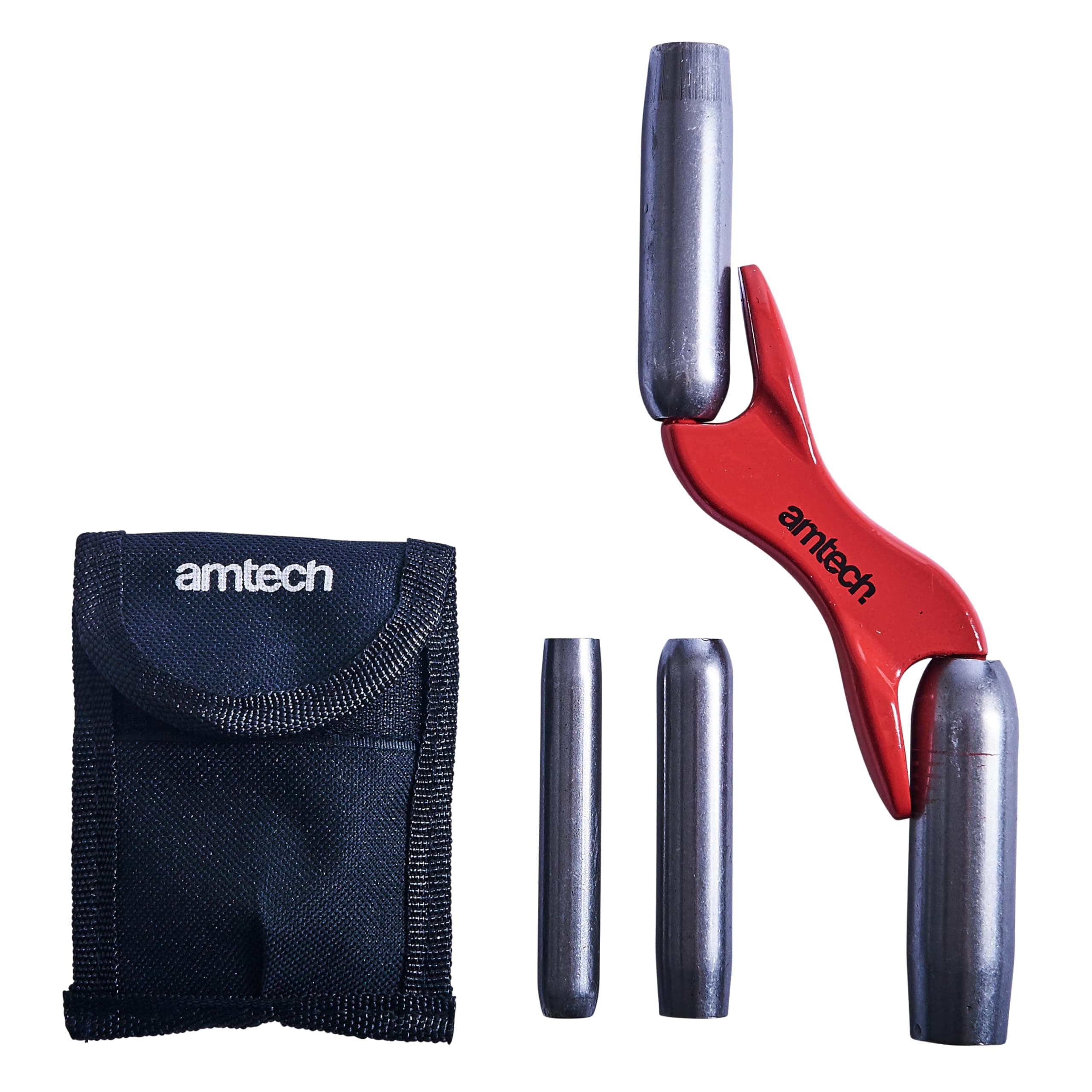 Amtech - 4-Size Interchangeable Brick Jointer Tool for Maintaining and Repairing Brickwork, Durable Cast Aluminium, Ergonomic Handle, Includes Nylon Storage Pouch (13mm, 16mm, 19mm, 22mm)