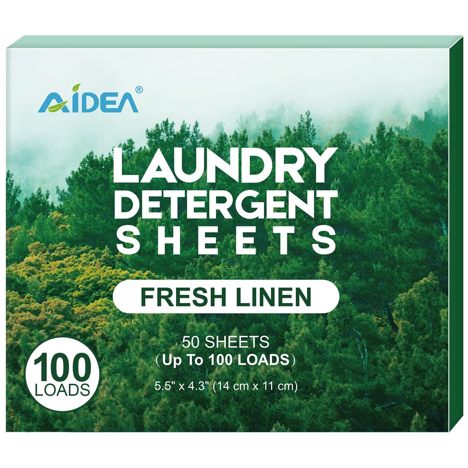AIDEA Laundry Detergent Sheets, Fresh Scent-(100 Loads) 50 Sheets, Laundry Sheet Detergent, No Plastic Jug, Lightweight & Easy To Use For Travel, Apartments, Dorms