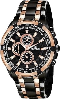 SWISSTYLE Two Tone Chrono Look Analog Stainless Steel Watch-SS-GR6612 For Men, black, strap