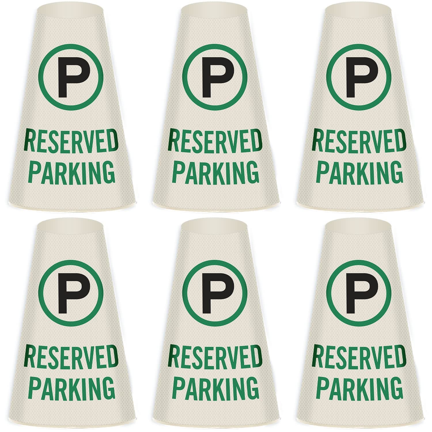 SmartSign 6-Pack 'Reserved Parking' Reflective Cone Message Sleeve Collar with Symbol, 360-Degree Visibility, Vinyl Signs for Traffic Safety Cones, 3-Side Print [Cone Not Included]