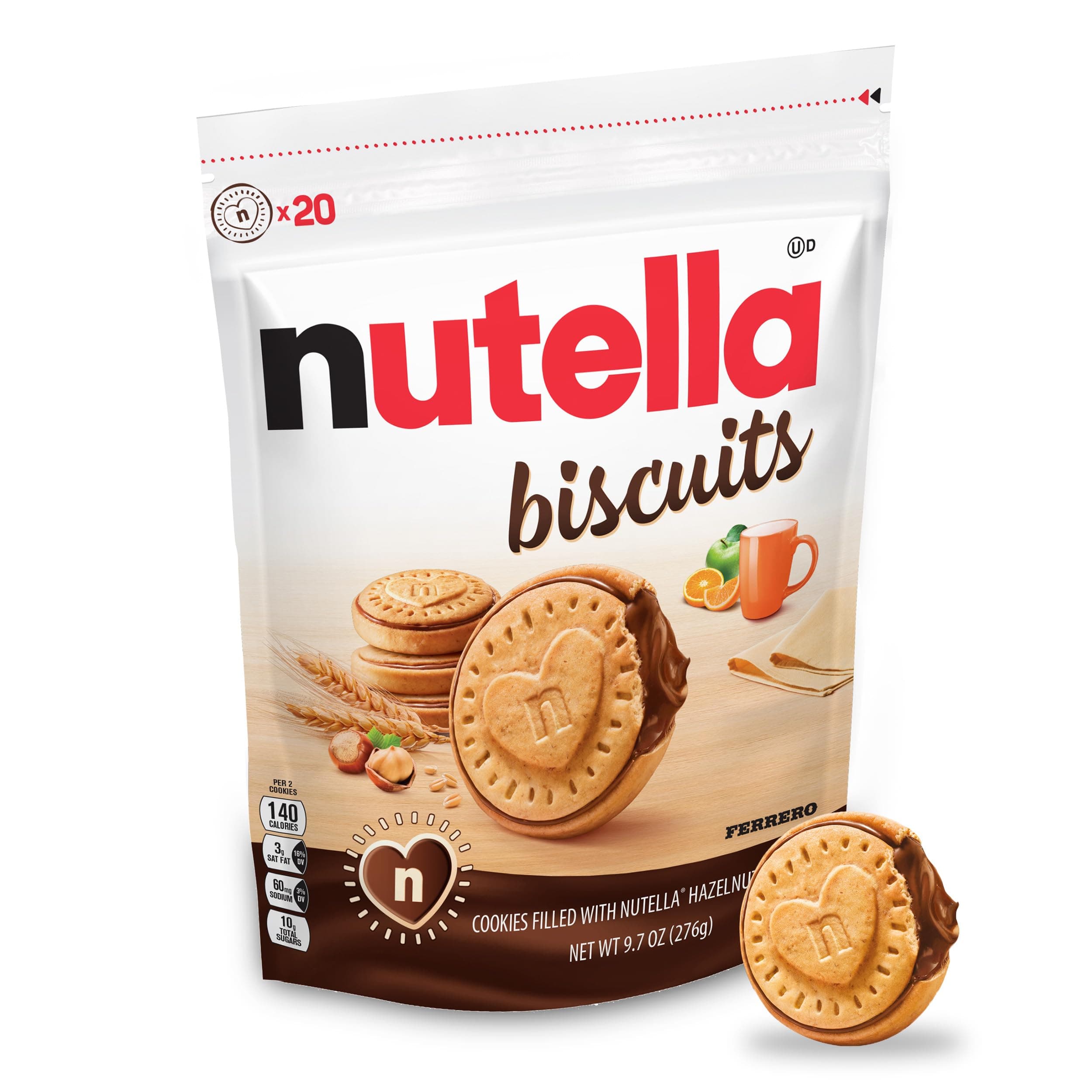 Nutella Biscuits 20 Pack Hazelnut Spread with Cocoa Holiday Christmas Cookies 275ml