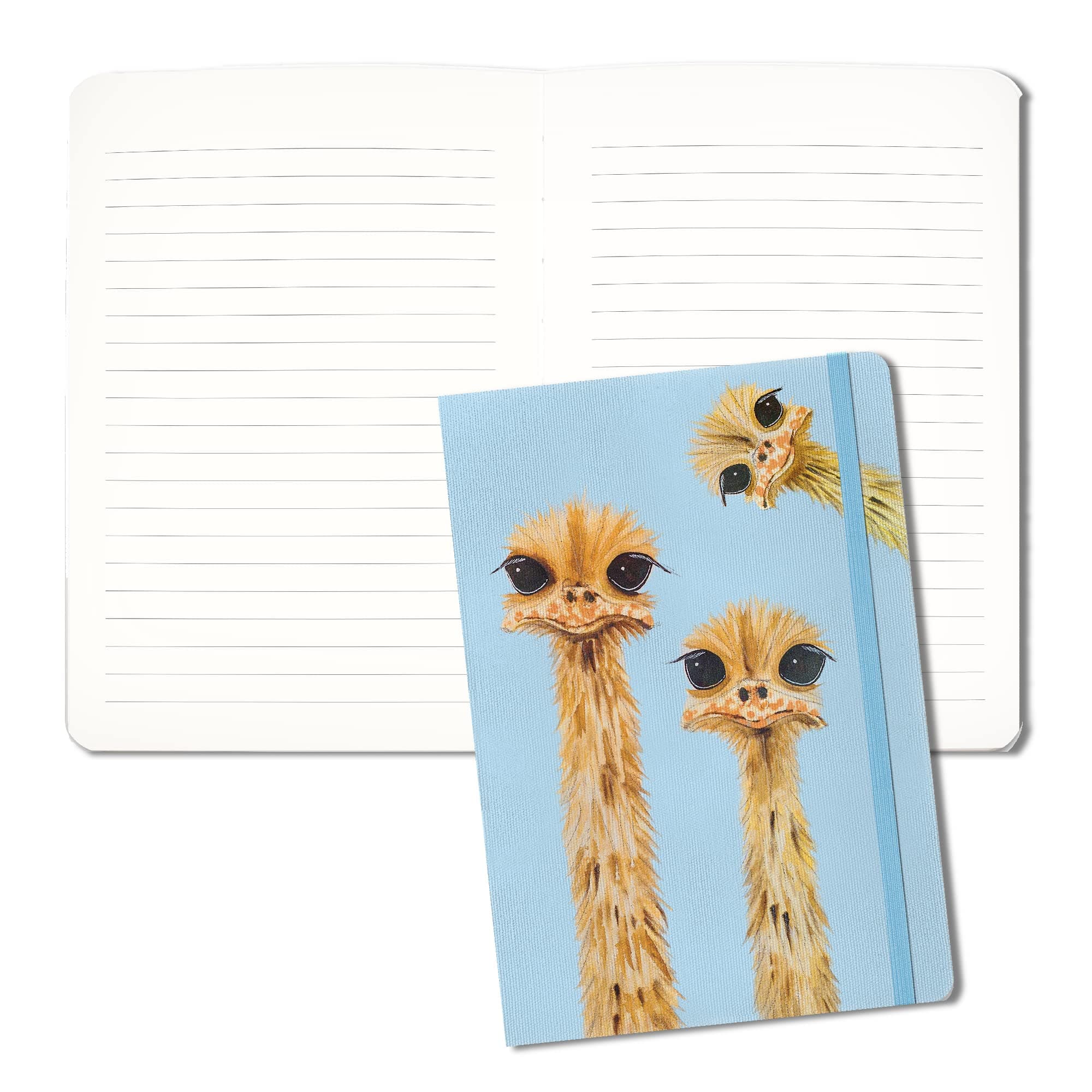 Compact Deconstructed Journal by Studio Oh! - Ostriches - 5" x 7.25" Hardcover Notebook with Full-Color Artwork, 192-Lined Pages & Lay-Flat Binding - for Notes, Reminders & More