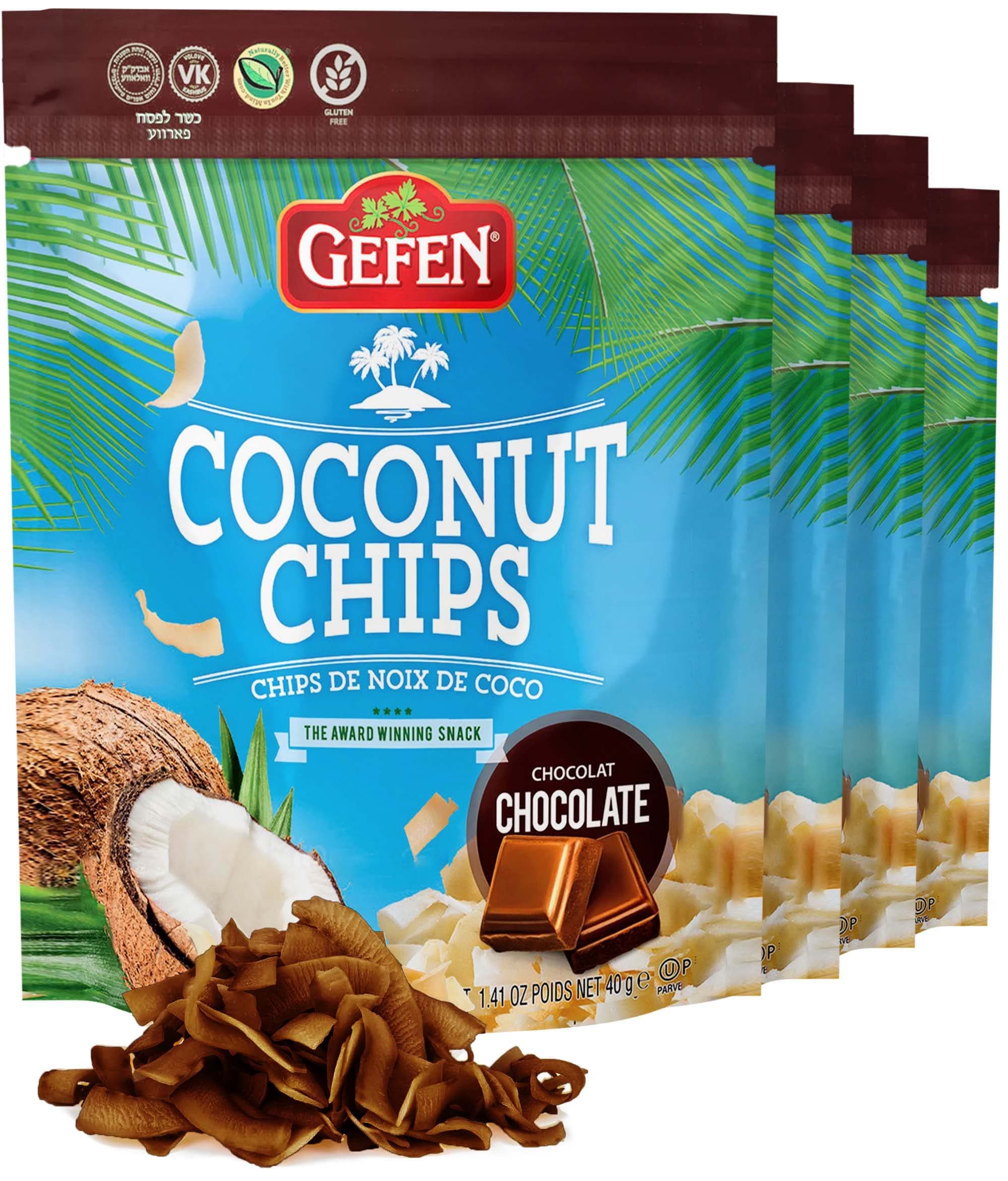 Coconut Chips, Chocolate 1.41oz (4 Pack) | Light & Delicious Snack | Perfect Acai Bowl Topper | Good Source of Fiber | Kosher (Including Passover)