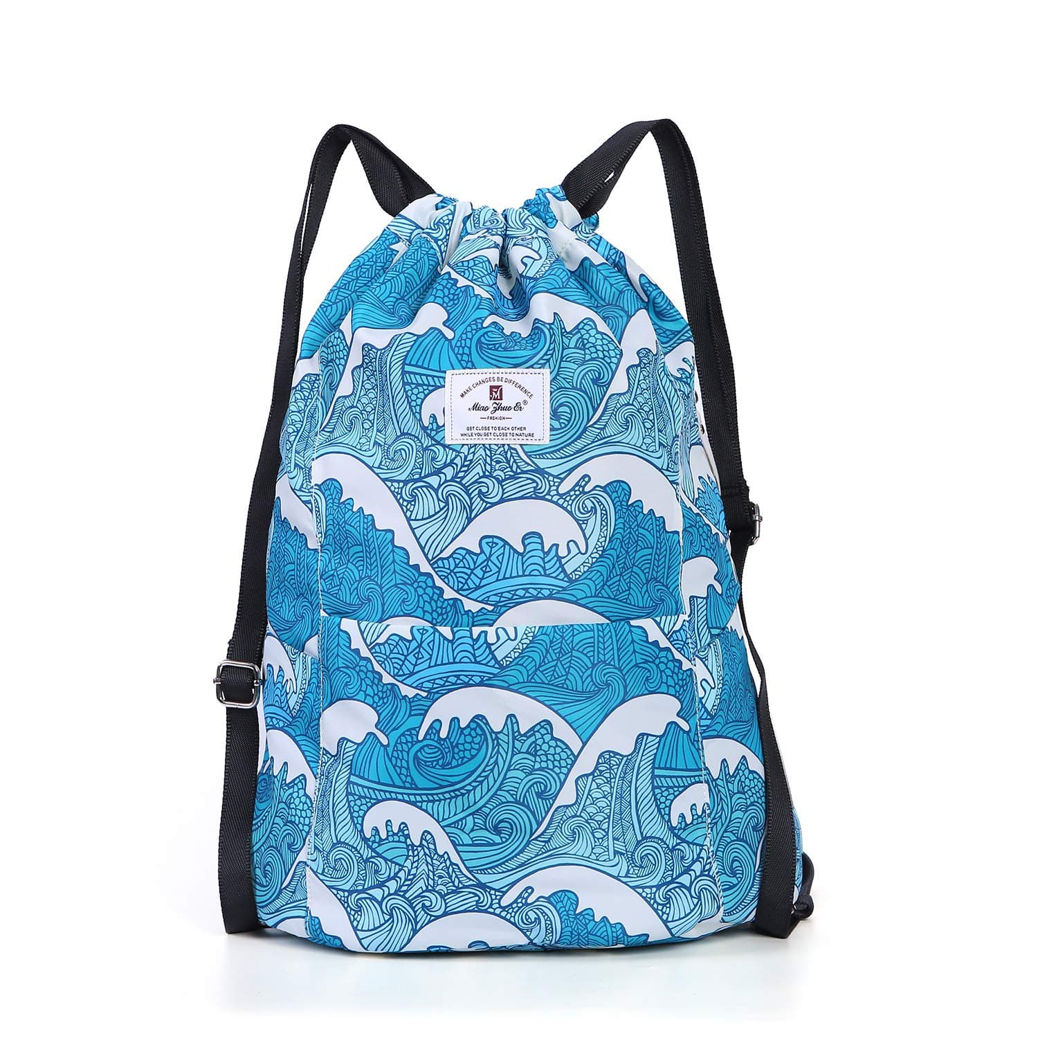 Drawstring Backpack Waterproof Gym Tote String Bag Lightweight Sackpack Cinch Sack for Women