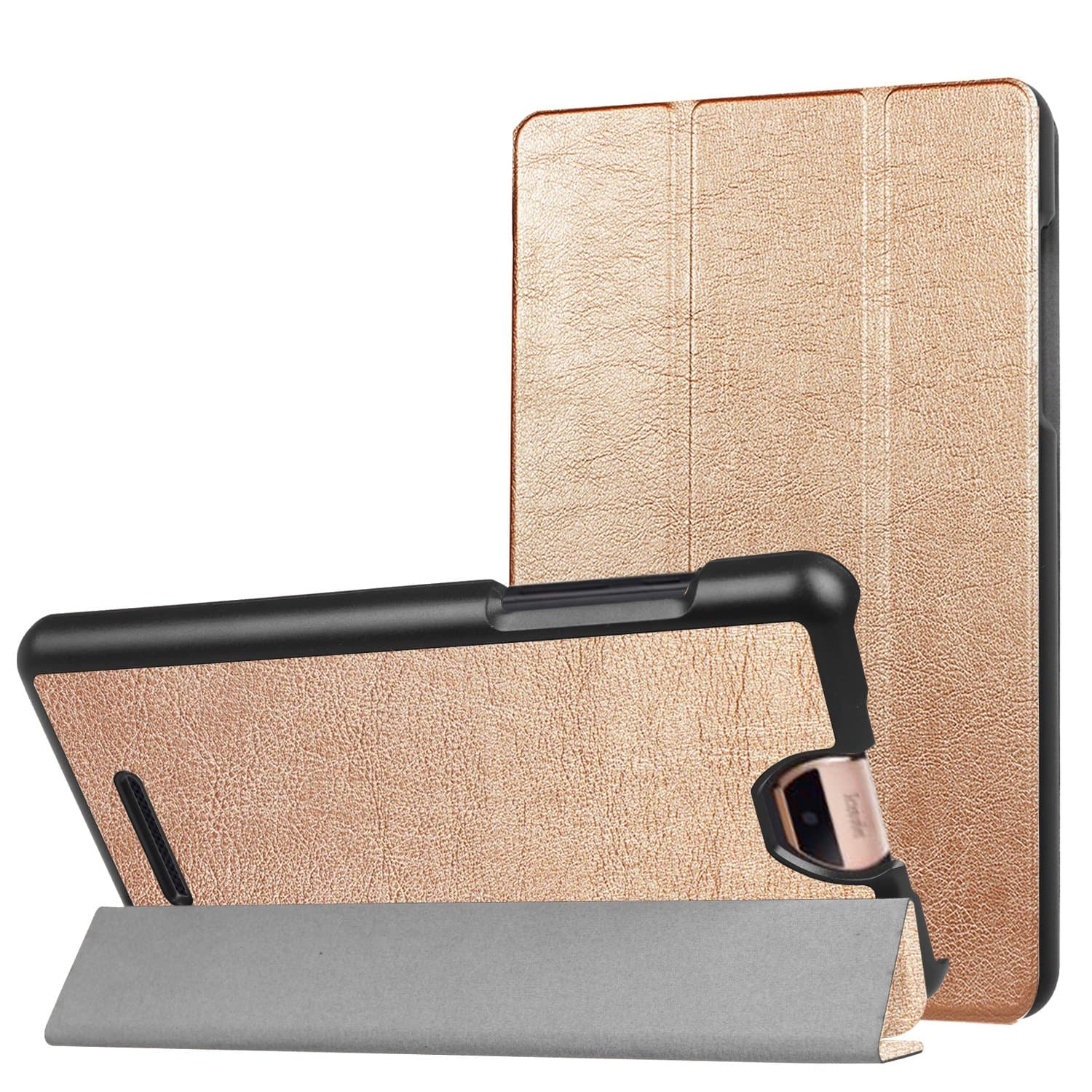 Acer Iconia Talk S A1-734 Case， Ultra Thin Smart PU Leather Case Cover 3 Fold Holder Stand Case Cover For Acer Iconia Talk S A1-734 Tablet 7 inch Tablet With Hard Shell (rose gold)