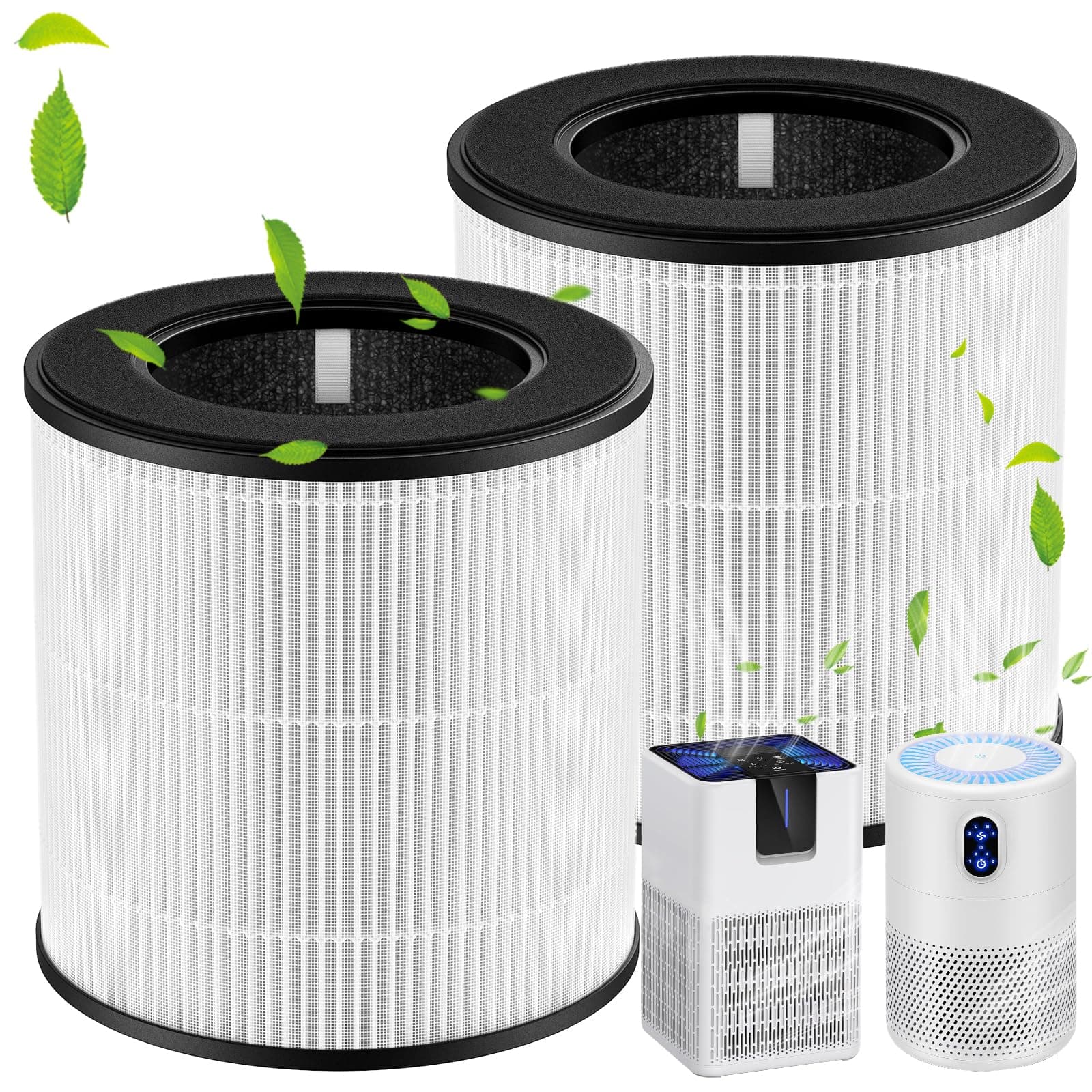 isinlive M05 B-D02L Replacement Filter, 2 Pack, White, Compatible with MOOKA M05/ MOOKA B-D02L/ KOIOS B-D02L/ VEWIOR B-D02U Air Purifiers, HEPA & Activated Carbon Filtration