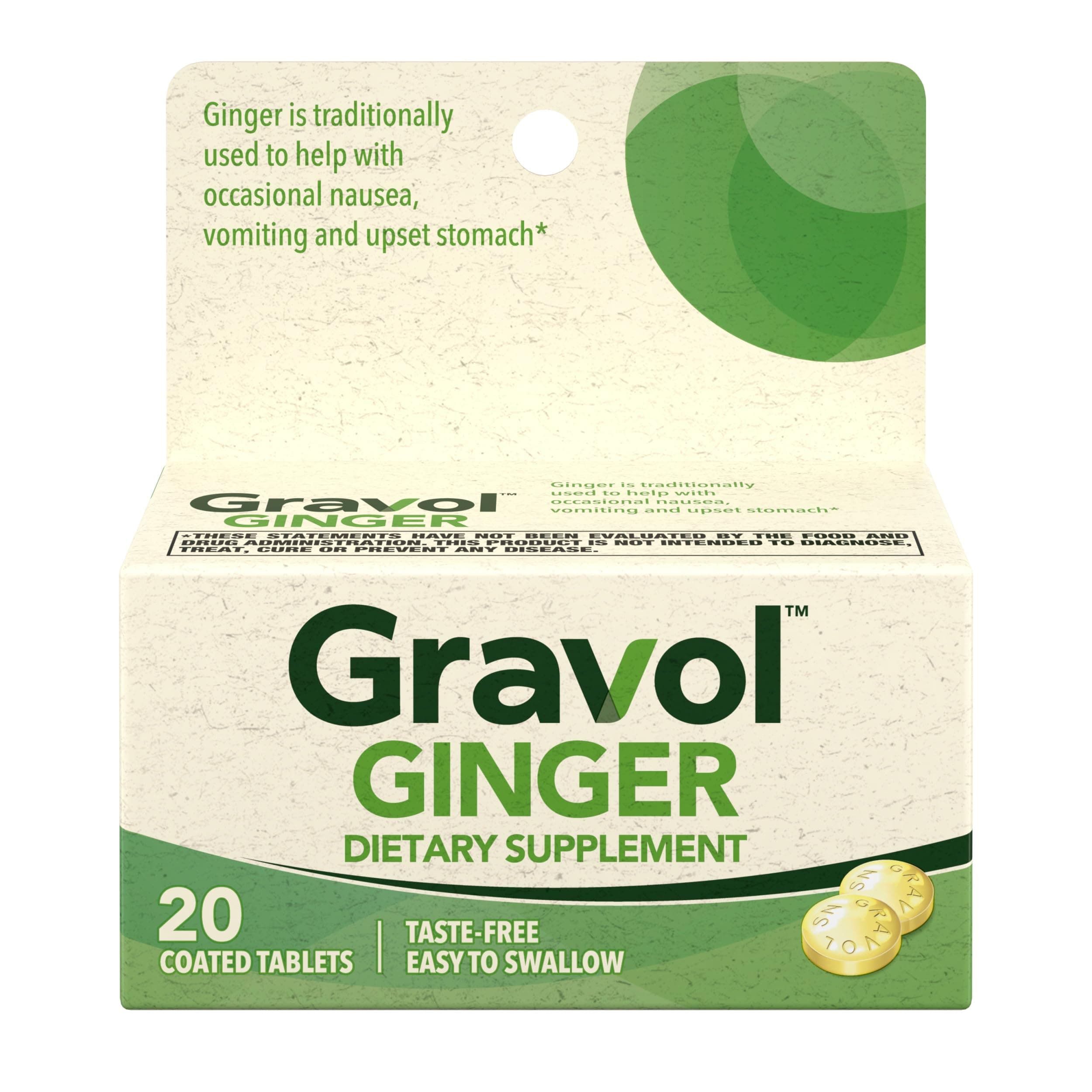 Ginger Tablets for Upset Stomach and Nausea, 20ct​