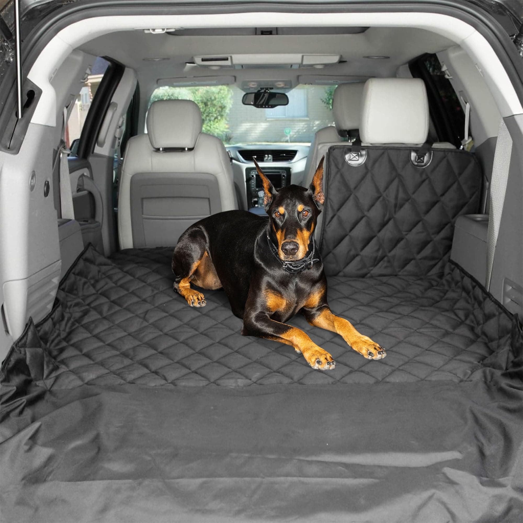 Split Cargo Liner for SUV – For Dogs & Pets, Heavy-Duty, Waterproof Trunk Mat & Cargo Cover – Fits 60/40 Split Bench & Armrest Pass-Through – Machine Washable, Non-Slip, Durable (Small, Black)