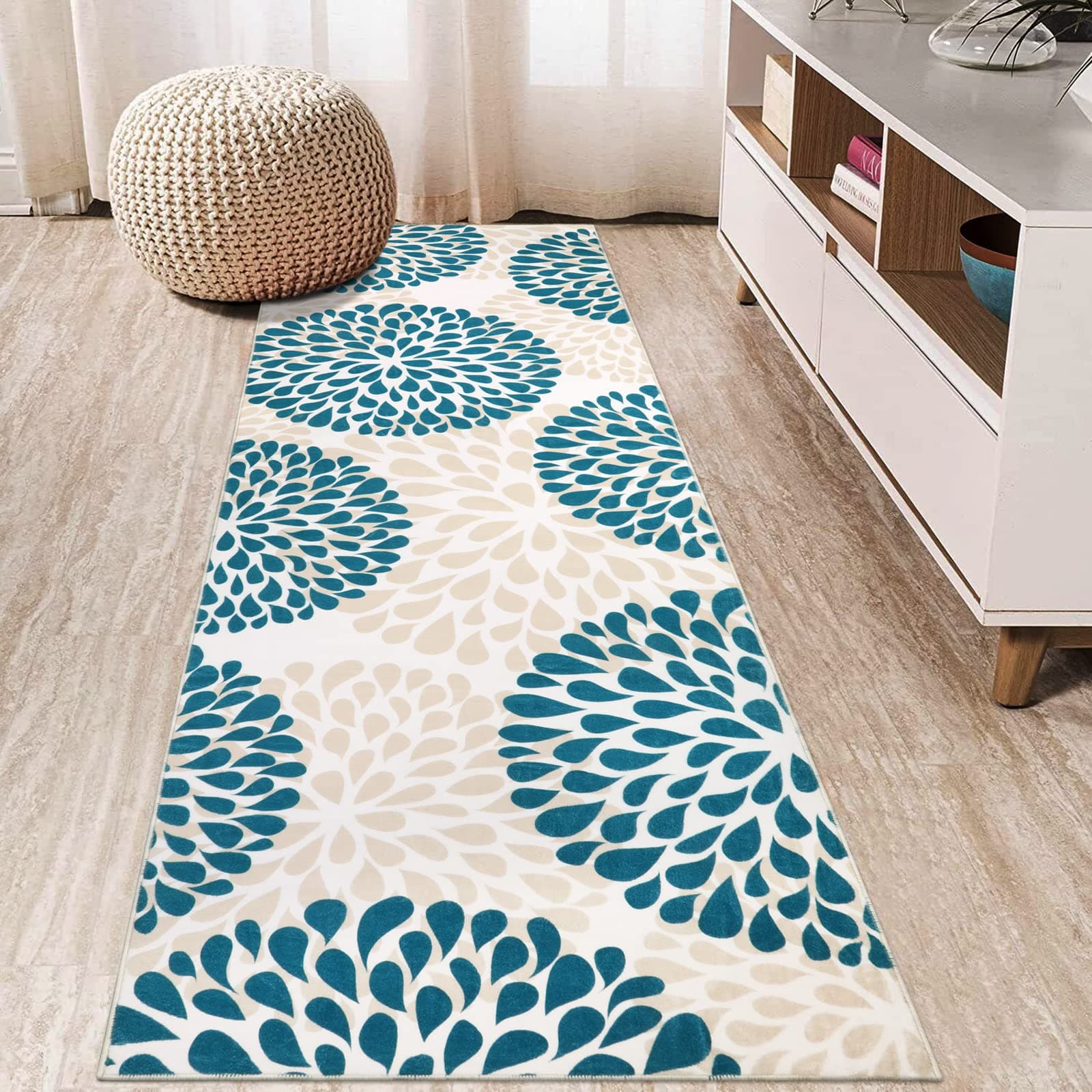 Lahome Modern Floral Circles Runner Rug