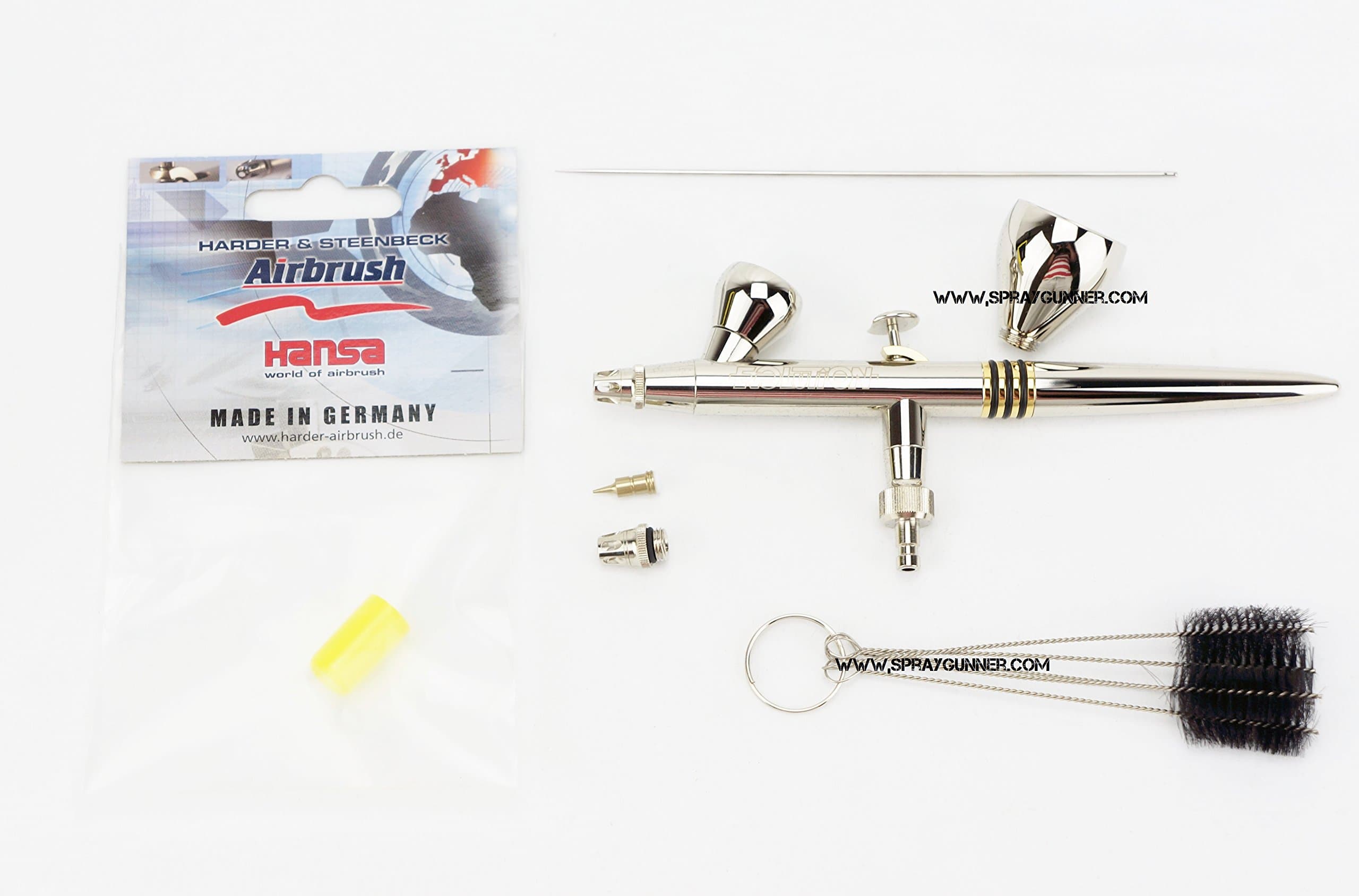Harder & Steenbeck Evolution 2 in 1 Two in One airbrush 123003 set with cleaning brush and blow-back cap by SprayGunner