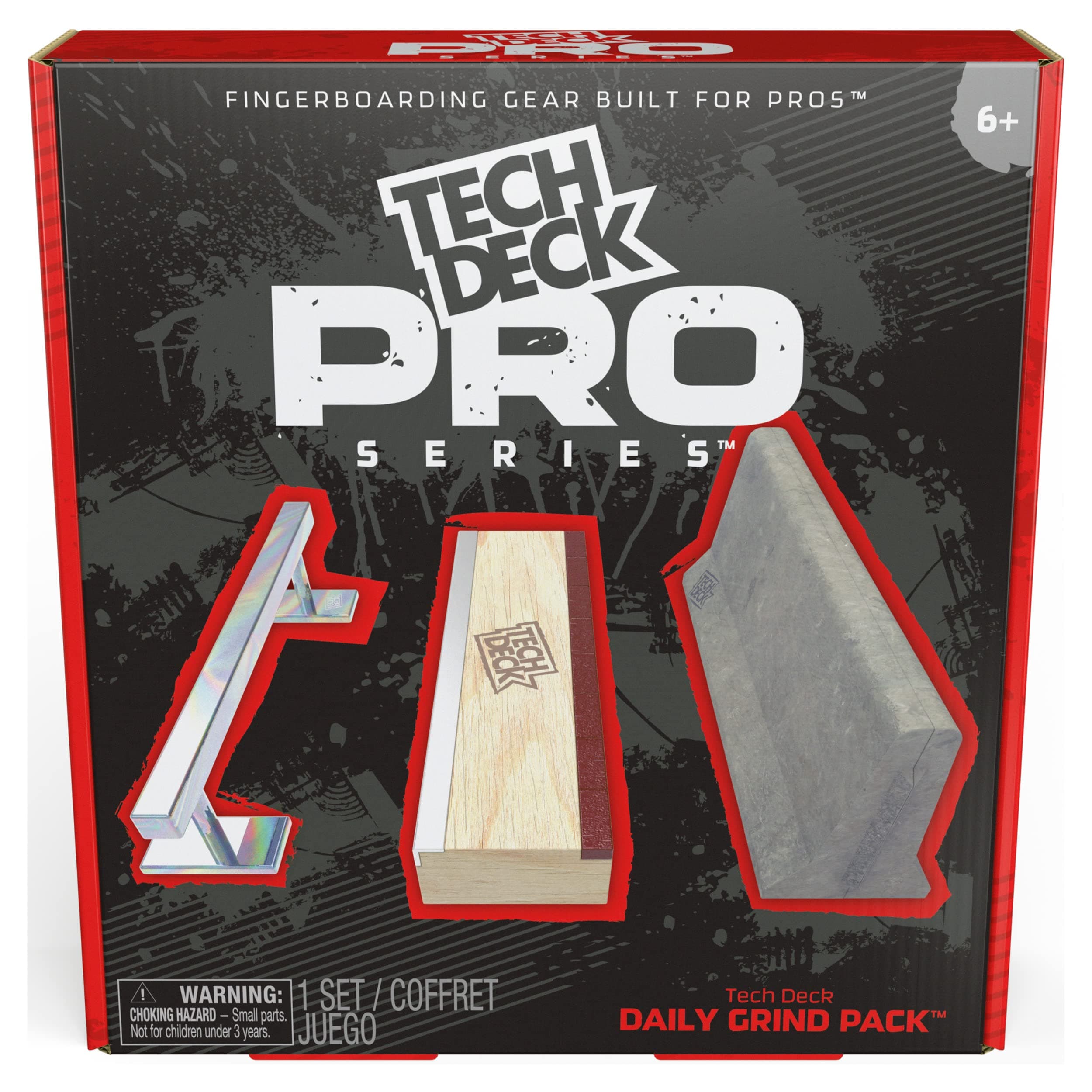 TECH DECK, Pro Series Daily Grind Pack of 3 Obstacles, Built for Professionals, Kids Toys Aged 6+ (Mini Fingerboard Sold Separately)