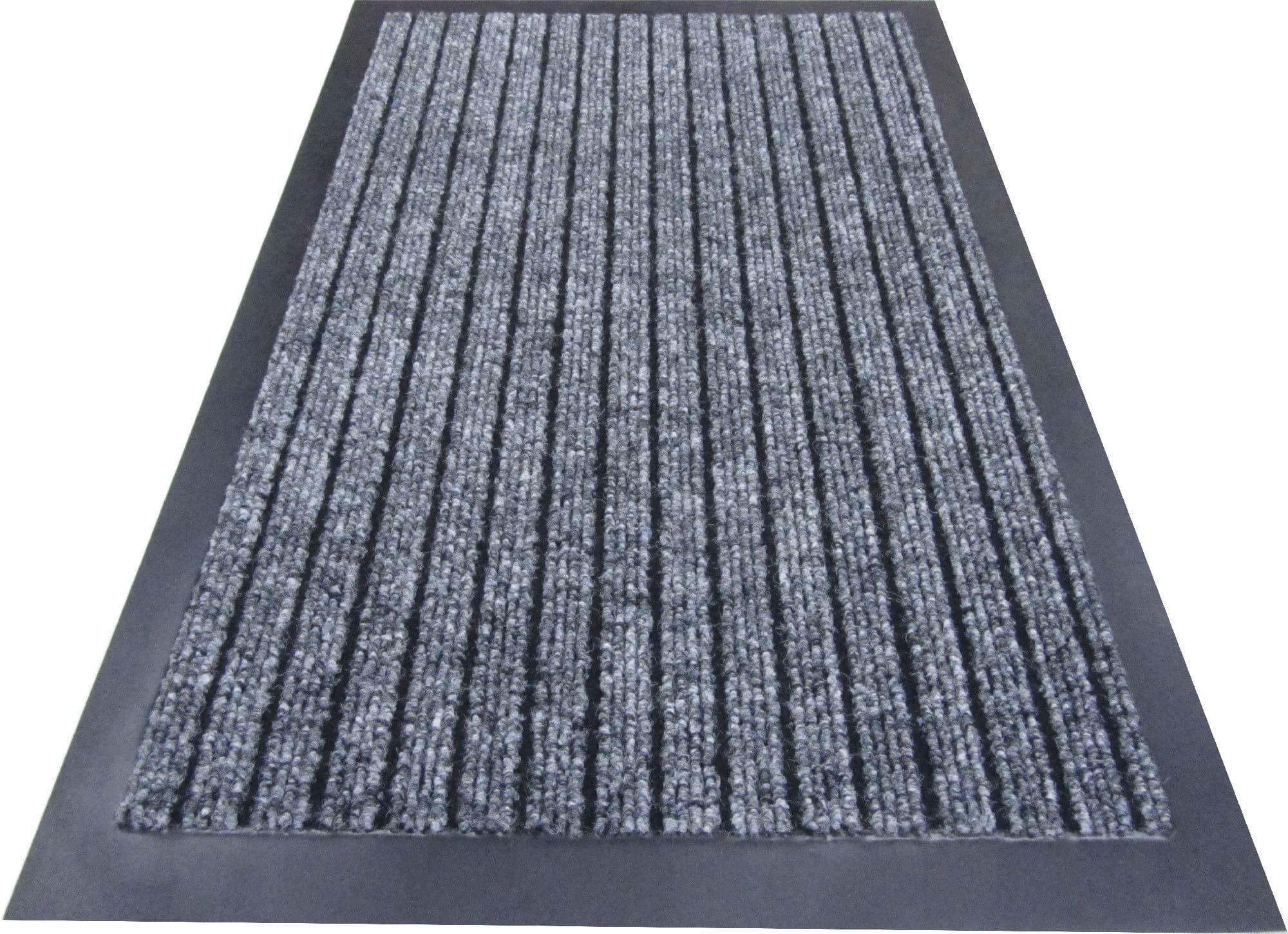 High Quality Deluxe Extra Large Runner Mat (66 X 185 cm) Grey Ribbed Doormats. Machine Washable Entrance Door Mat suitable Kitchen doormats, entrance mats, washable mats, office mats, dirt trapper mats, dust mats, Dust control doormats, barrier mats, floor mats, dust control floor mats. These rubber edge anti-slip floor mats are among the best dust trappers mats and can be used at office reception, restaurants, food shops, takeaways, barber shop, post offices and off licence shops.