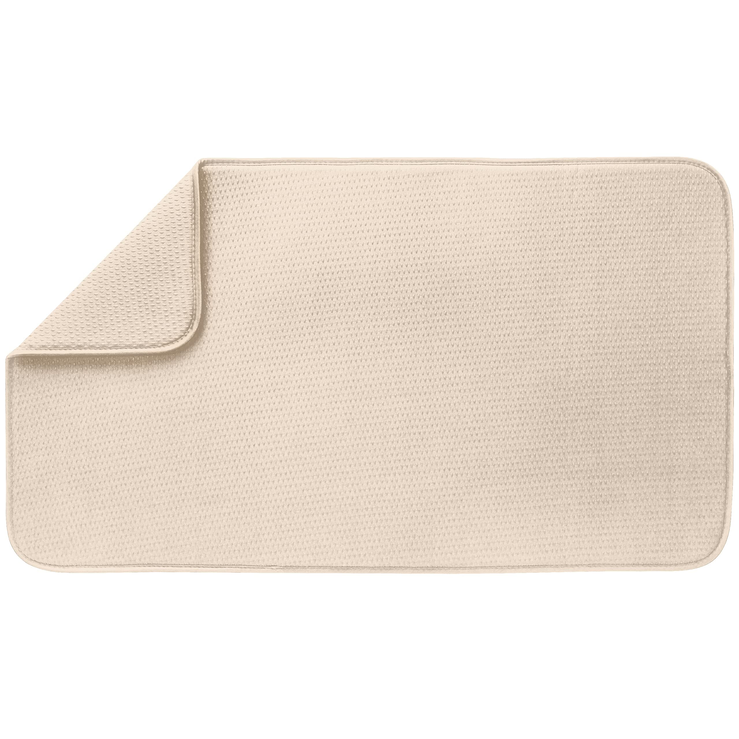 Dish Drying Mat for Kitchen, Absorbent, Reversible Microfiber Dish Mat, 18 Inch x 32 Inch, Cream