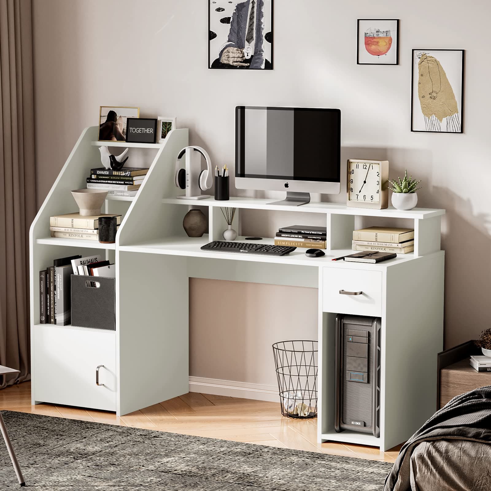 Itaar 64.5'' Large Computer Desk with Hutch