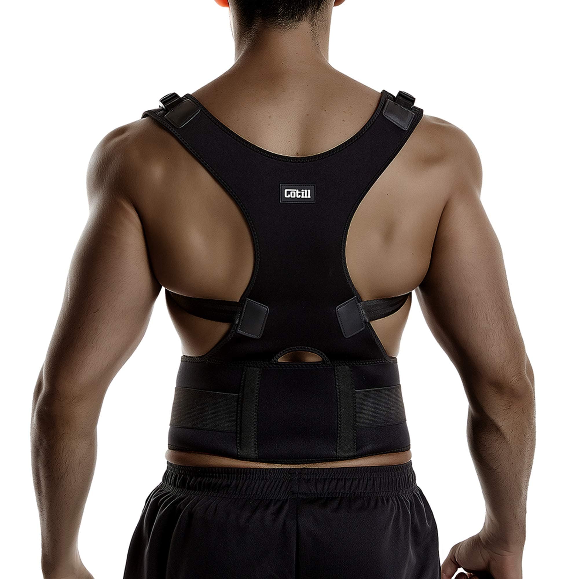 Cotill Back Brace Posture Corrector Spinal Support for Women and Men, Lumbar Shoulder Posture Correction for Upper and Lower Back Support, Adjustable Neoprene Belt Strap for Relief Back Pain (S)