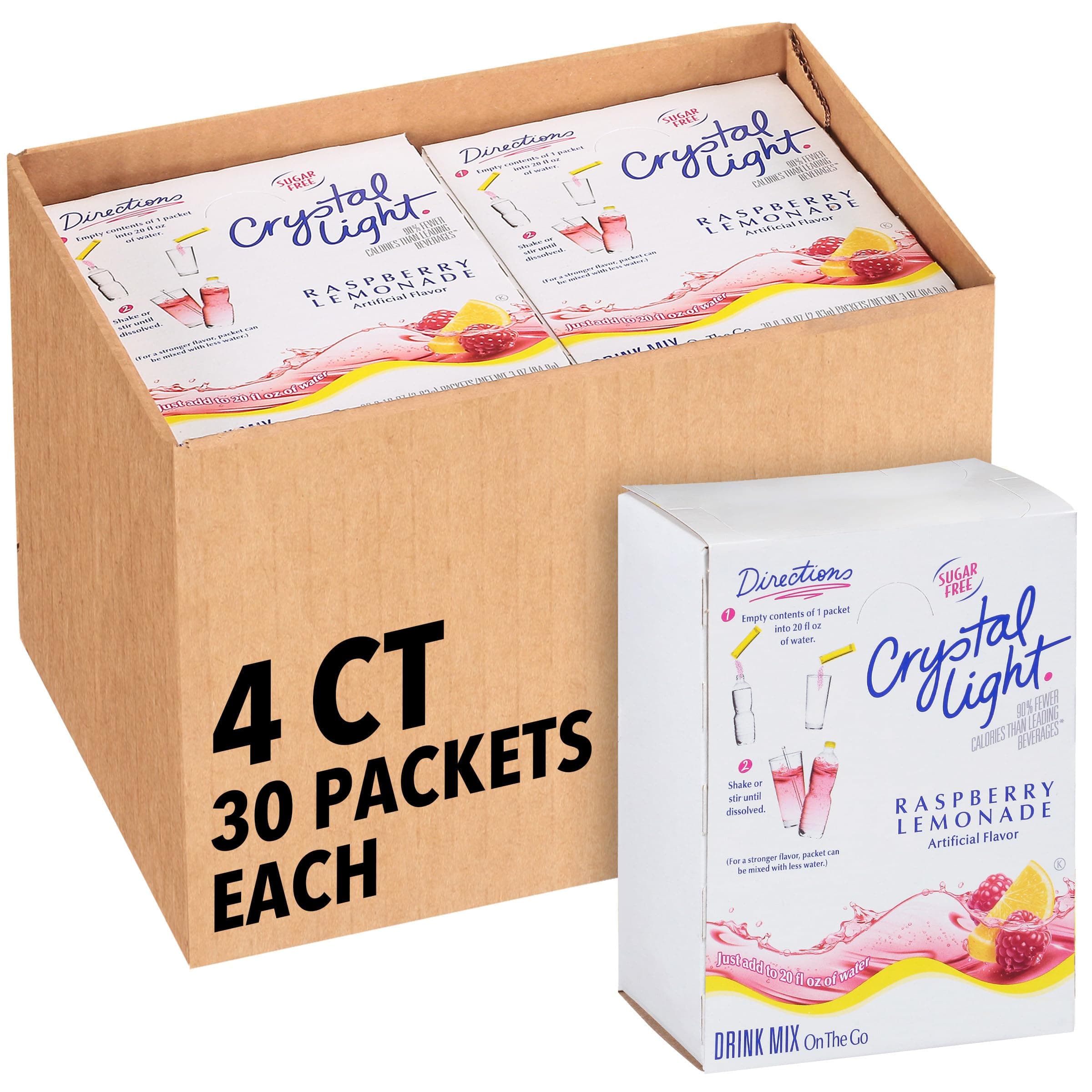 Crystal Light Sugar-Free Raspberry Lemonade On-The-Go Powdered Drink Mix 120 Count